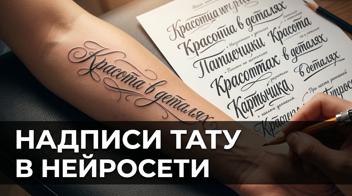 Надписи тату в нейросети: шрифты и леттеринг