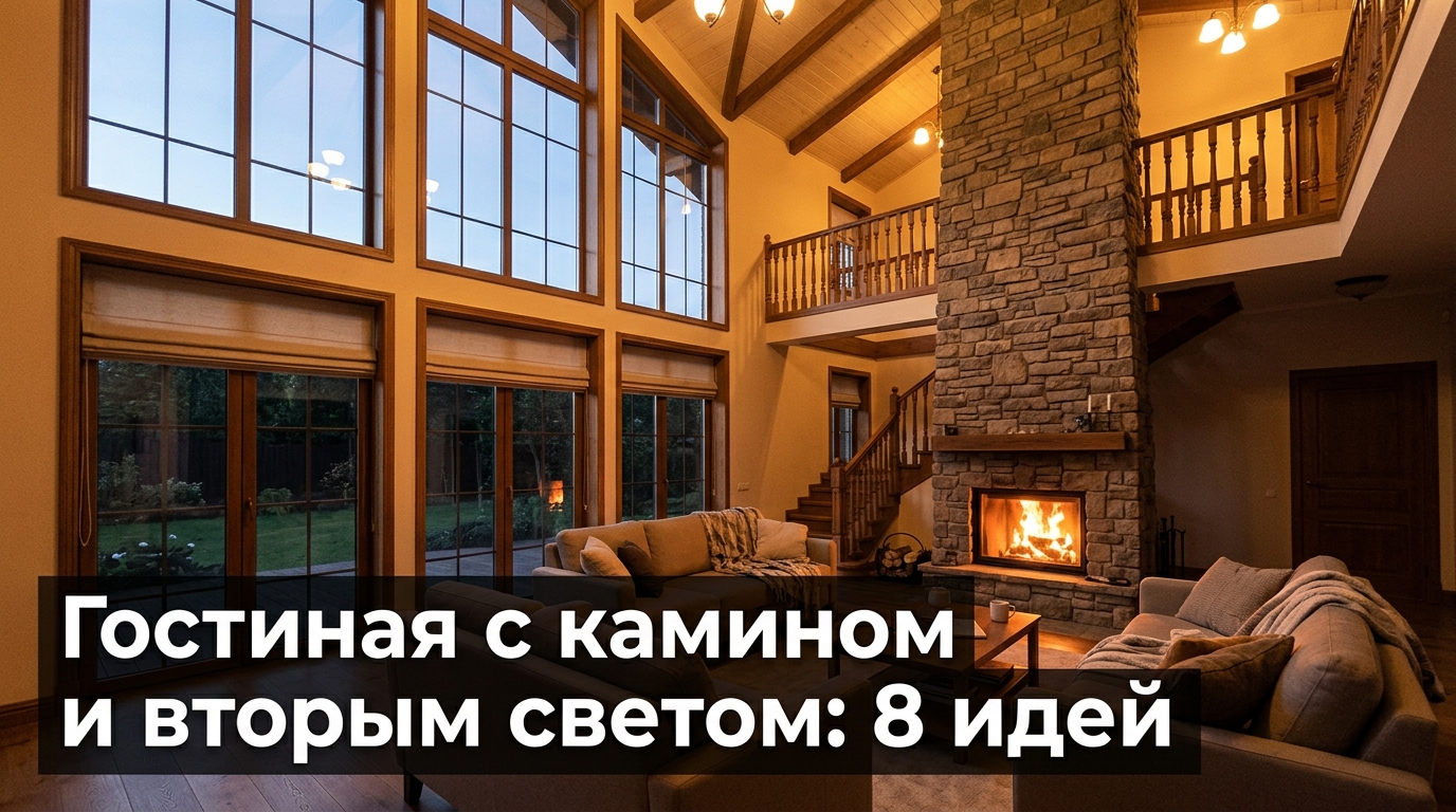Гостиная с камином и вторым светом: 8 идей