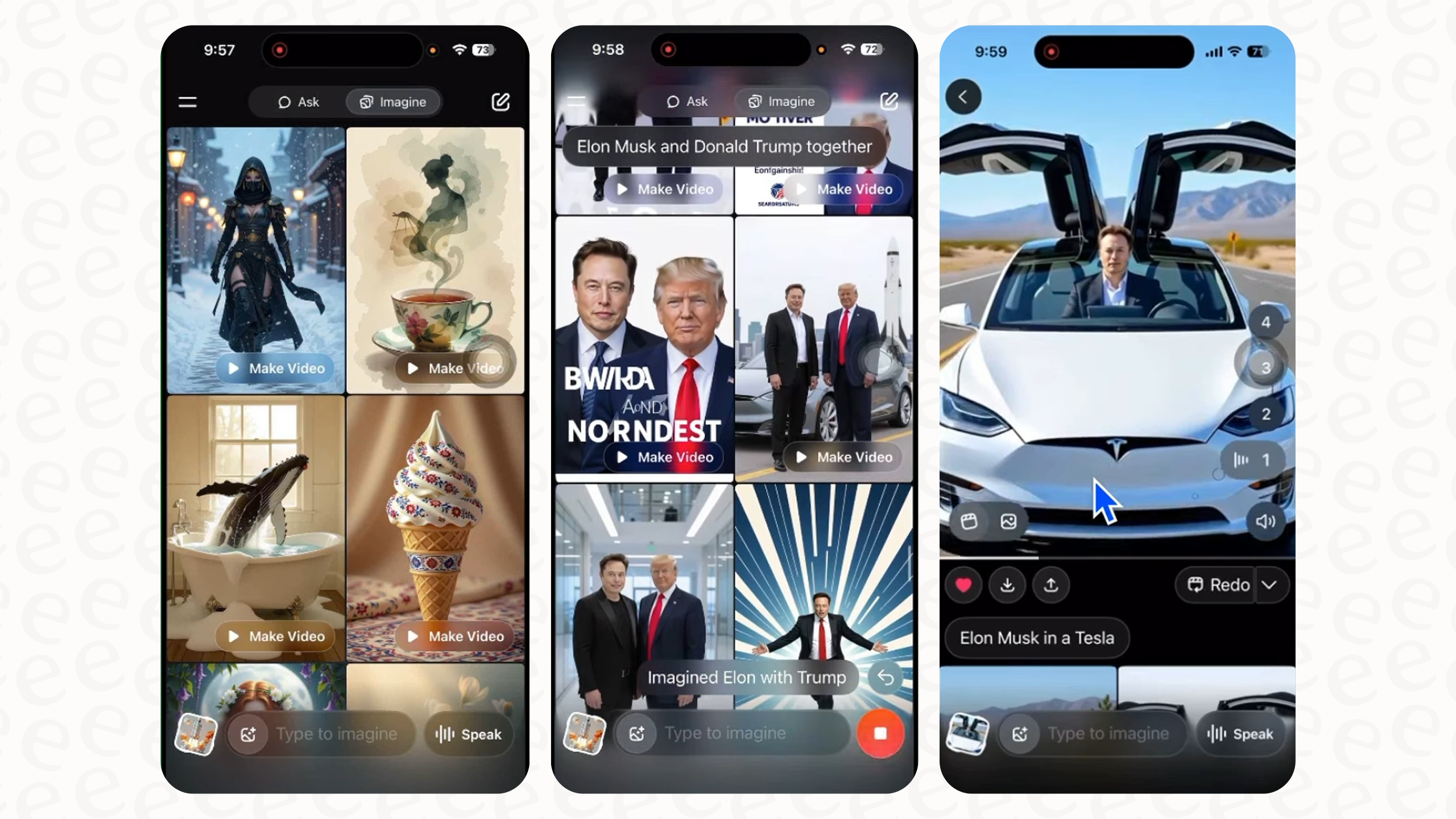 Скриншот интерфейса Grok Imagine — генерация изображений в приложении X (бывший Twitter)