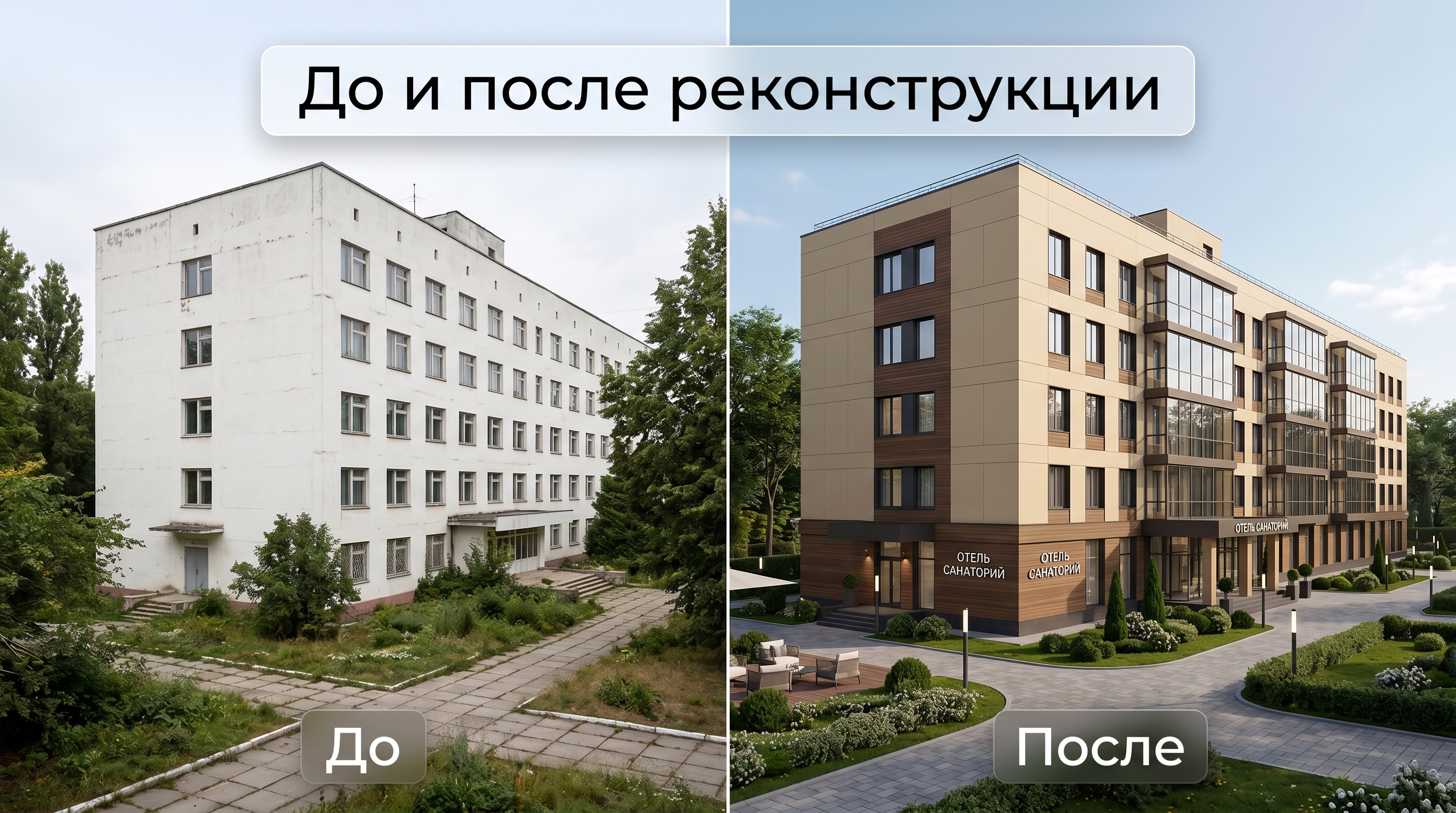 Реконструкция советского санатория — до и после