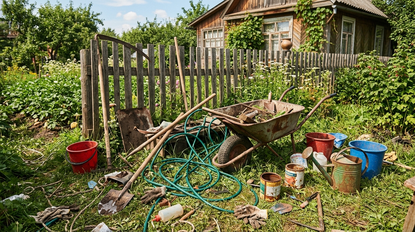 Завал инструментов на дачном участке