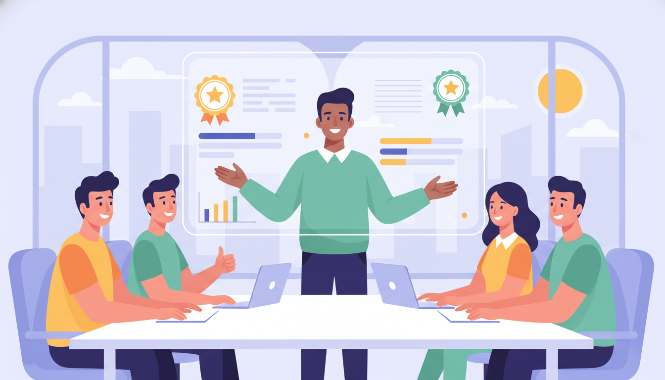 Руководитель презентует результаты мотивационной программы команде