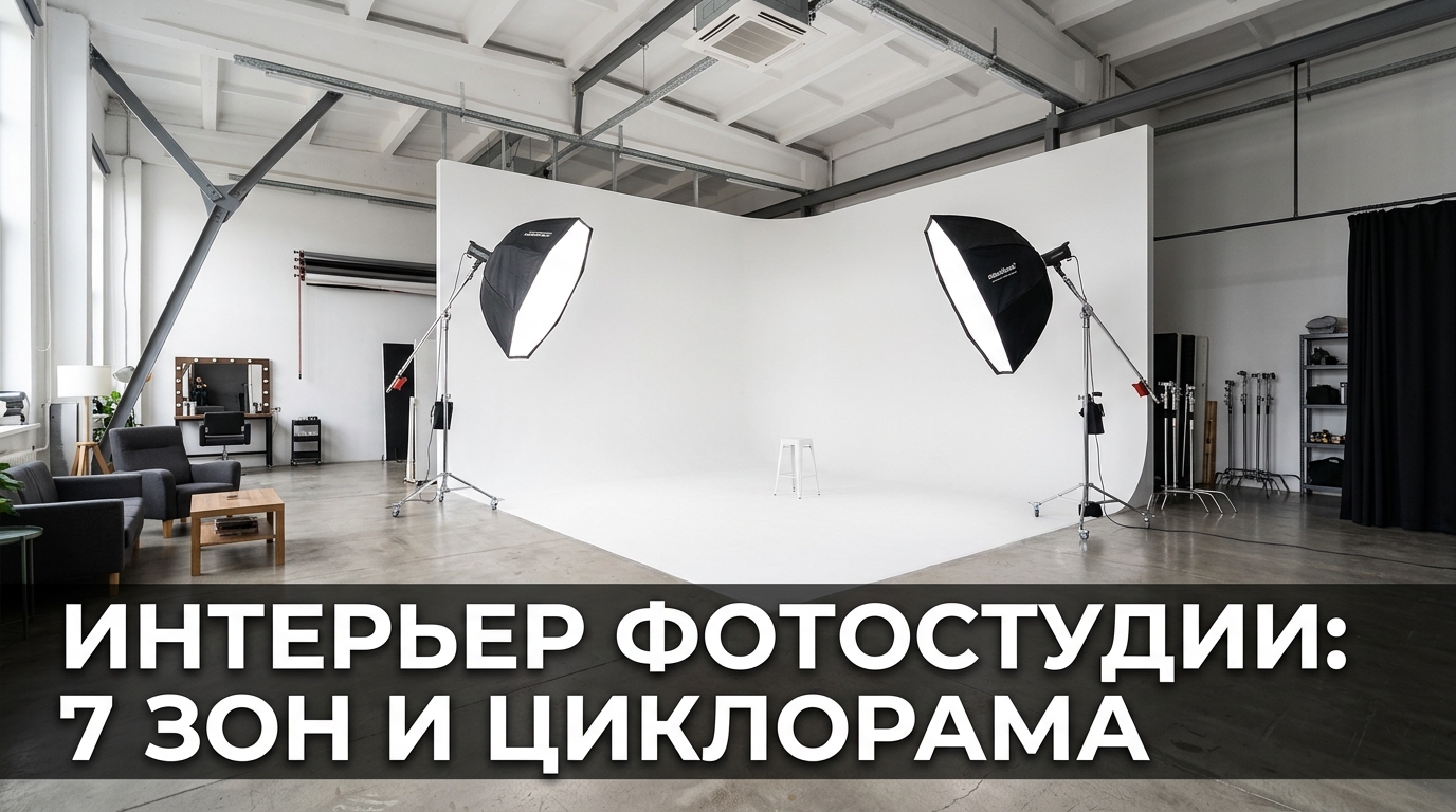Интерьер фотостудии: 7 зон и циклорама