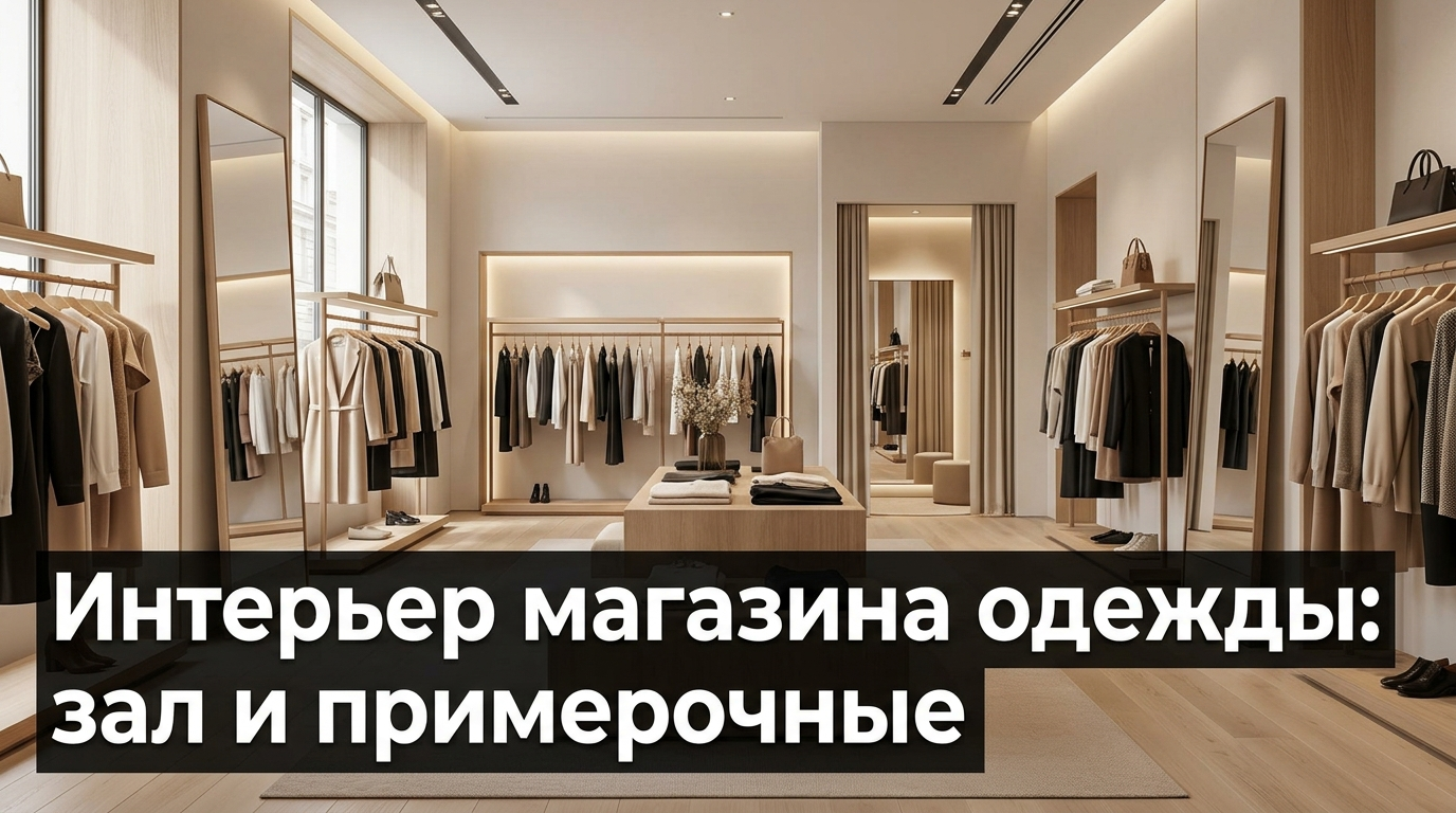 Интерьер магазина одежды: зал и примерочные