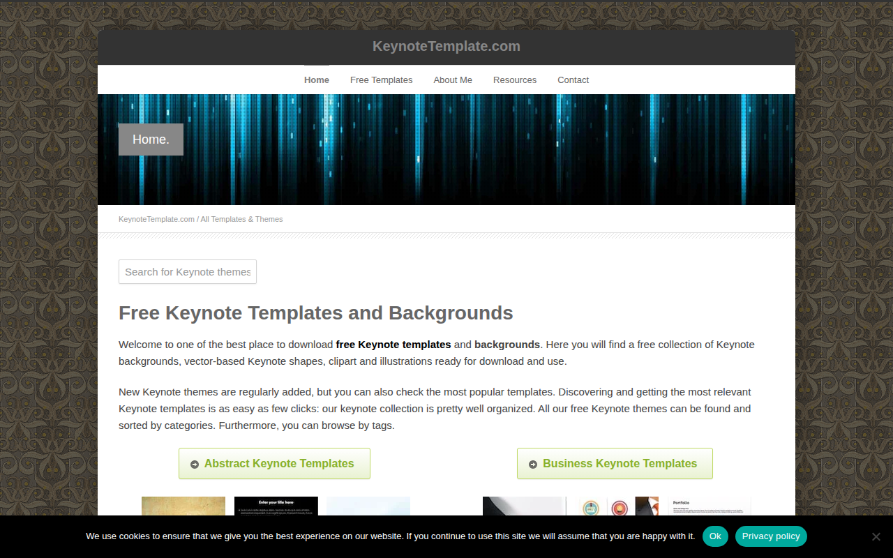 Каталог бесплатных шаблонов Keynote на сайте KeynoteTemplate.com