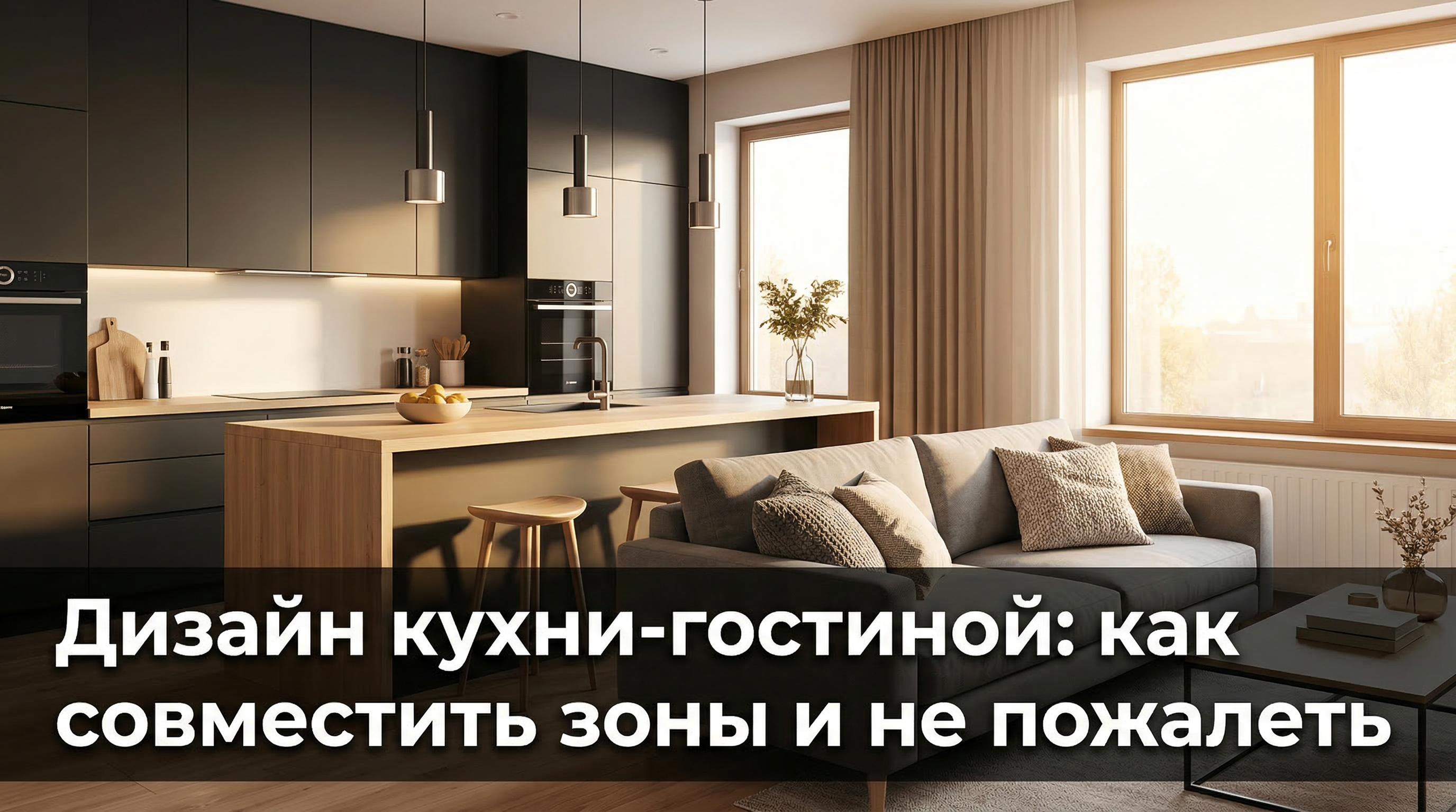 Дизайн кухни-гостиной: как совместить зоны и не пожалеть — обложка статьи