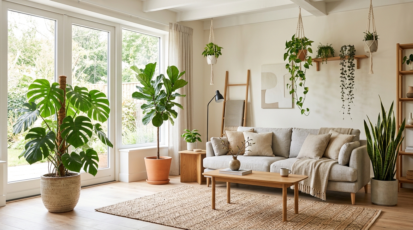 Комнатные растения в интерьере современной гостиной