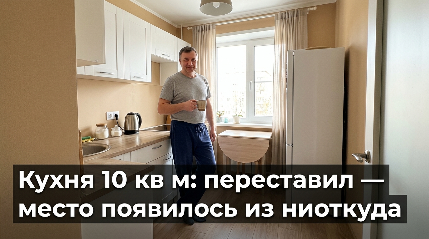 Кухня 10 кв м: переставил мебель — место появилось из ниоткуда