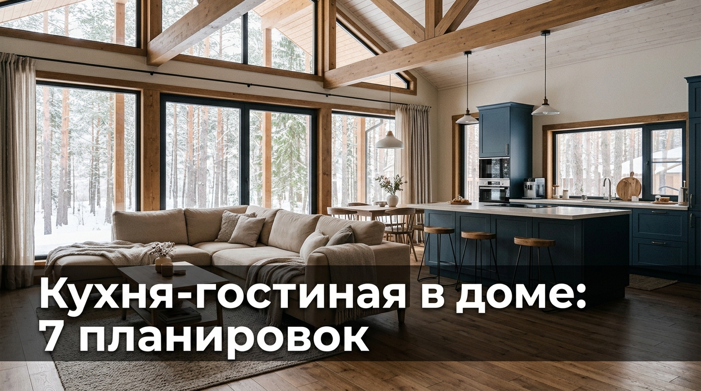 Кухня-гостиная в загородном доме: 7 планировок