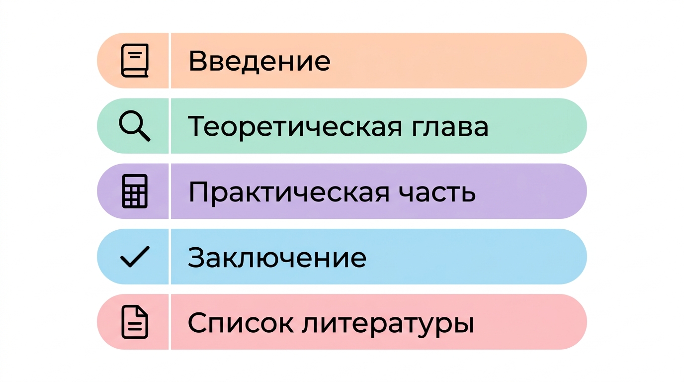 Структура курсовой по ГОСТу — пять обязательных блоков