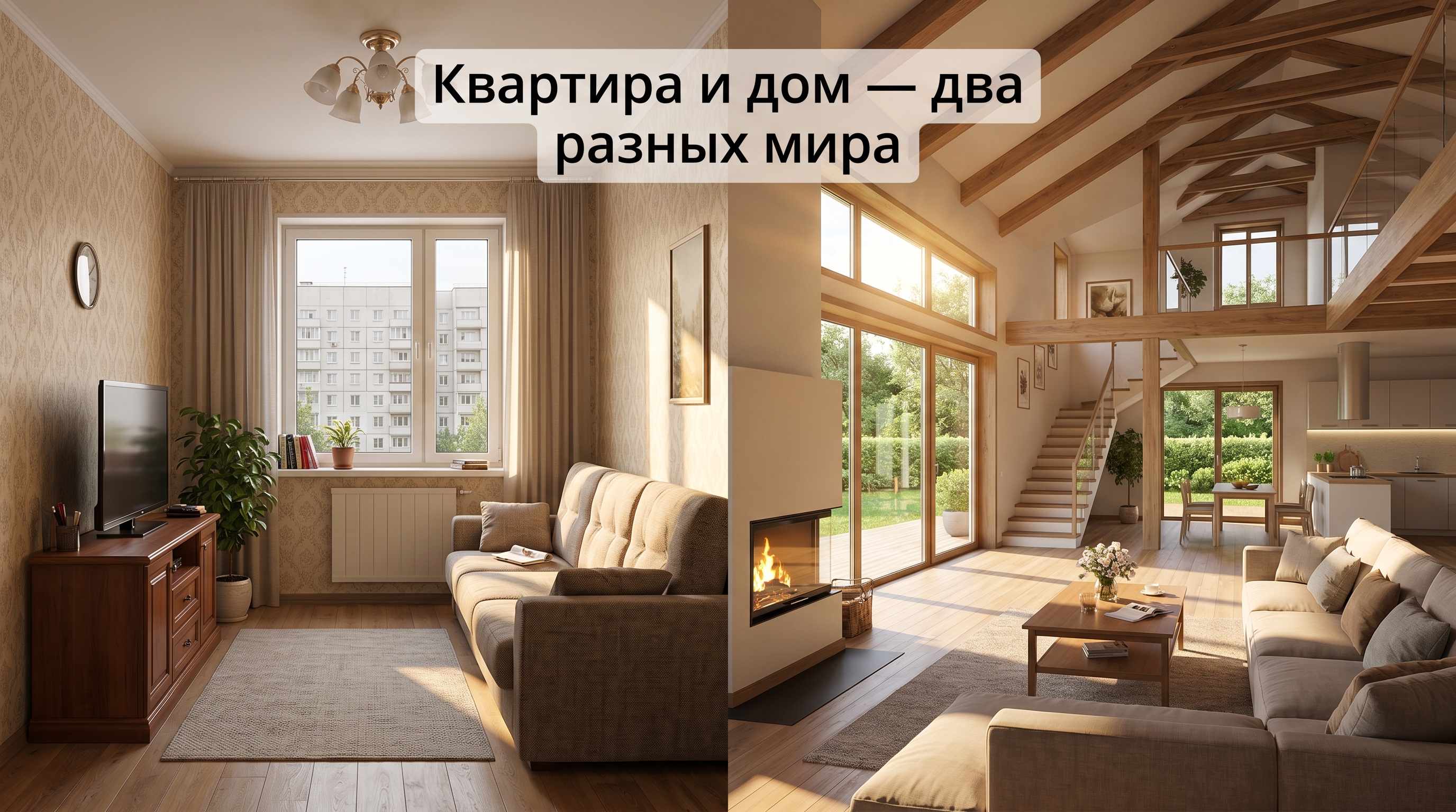 Сравнение интерьера квартиры и частного дома