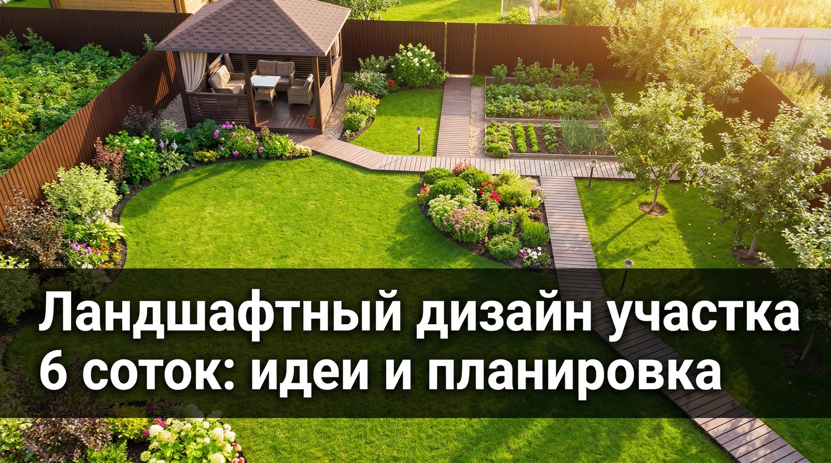 Ландшафтный дизайн участка 6 соток — обложка статьи с видом на благоустроенный дачный участок