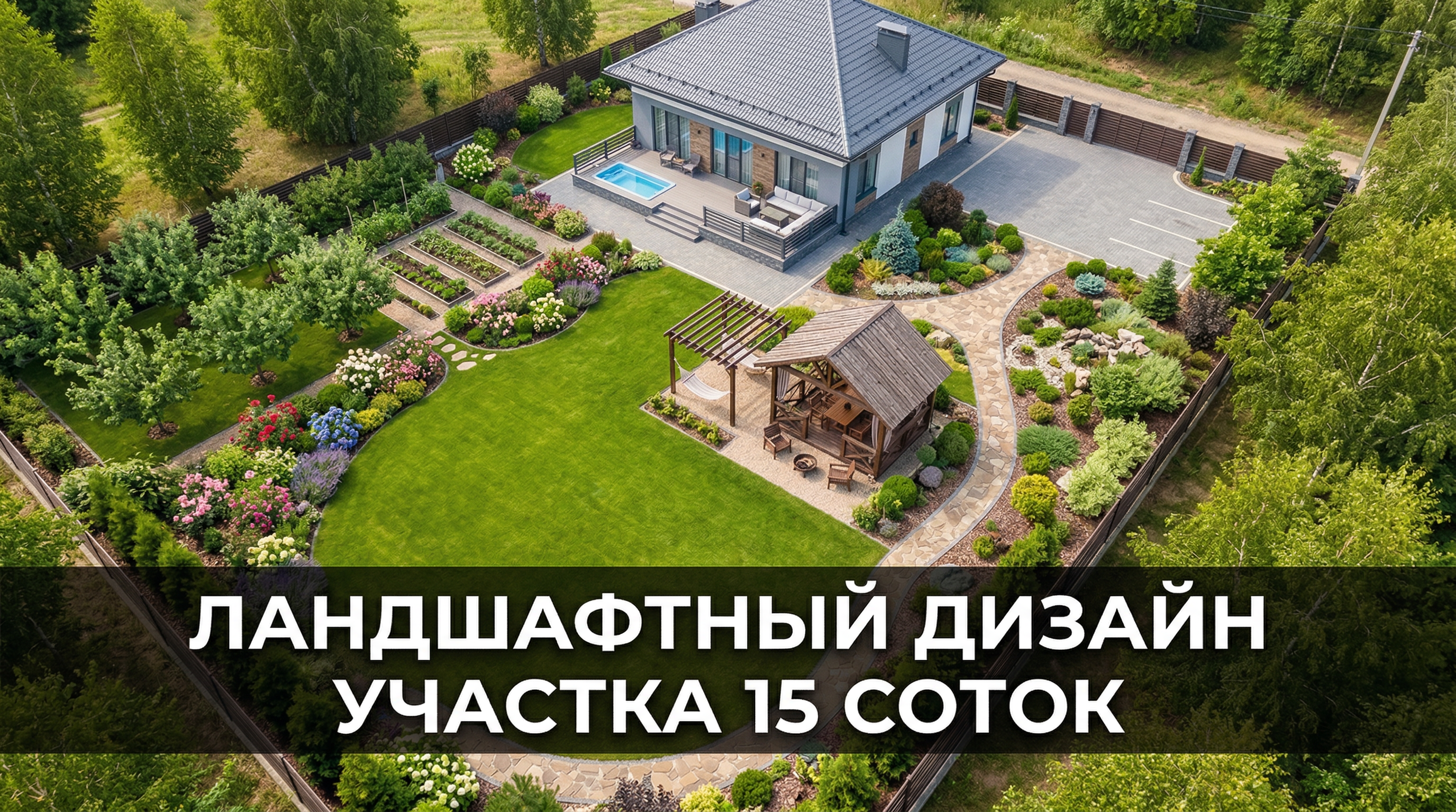 Ландшафтный дизайн участка 15 соток: планировка большого пространства