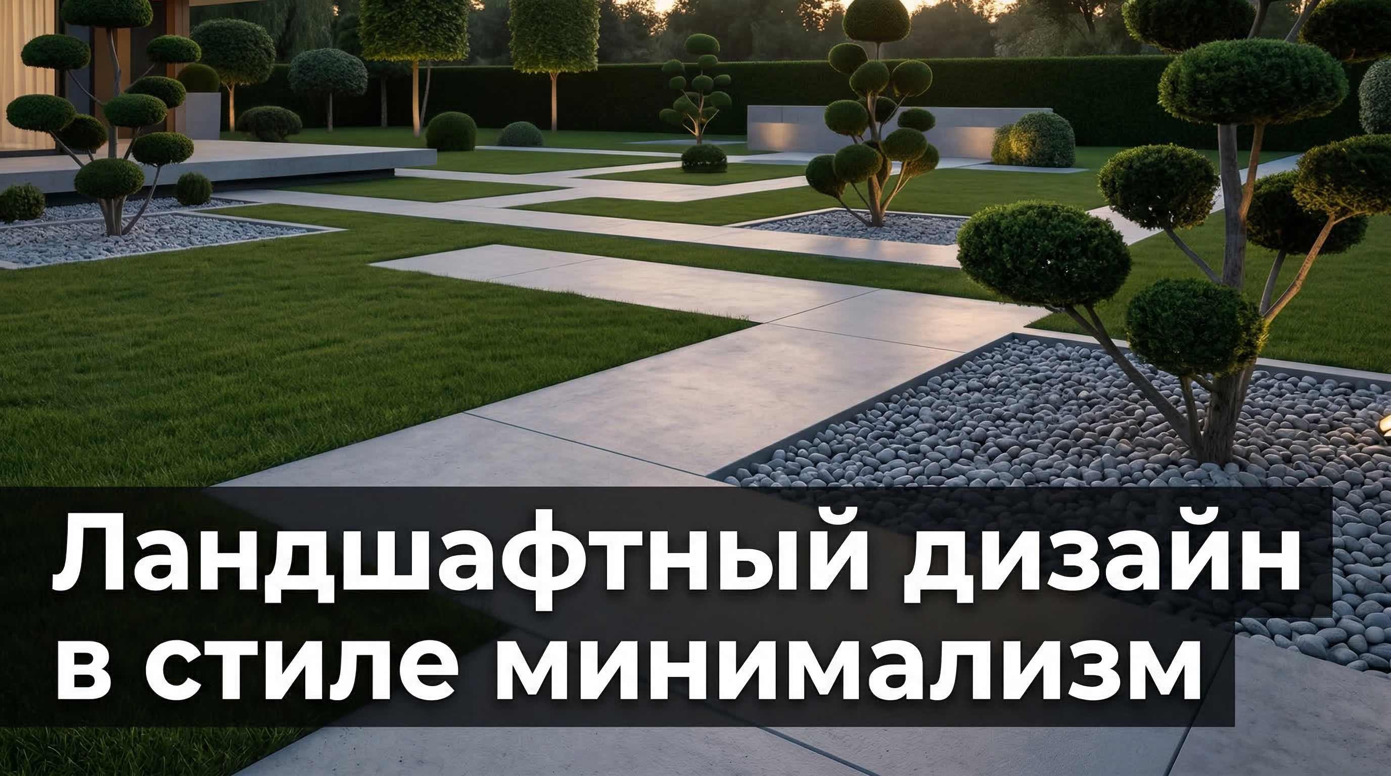Ландшафтный дизайн в стиле минимализм — современный участок с геометрическими дорожками и стрижеными кустарниками