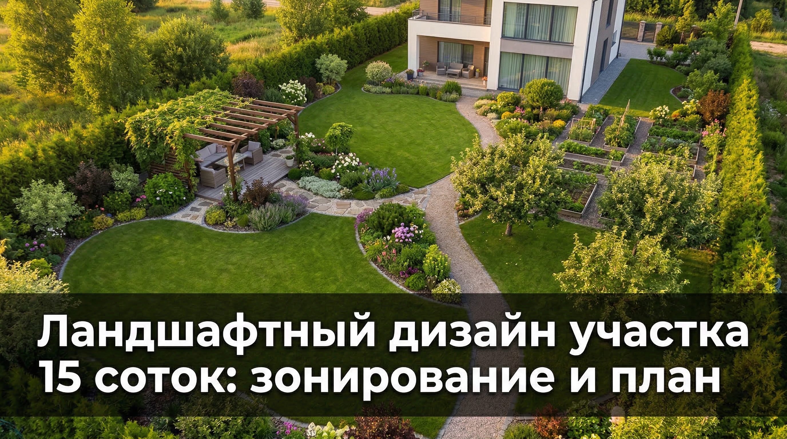 Ландшафтный дизайн участка 15 соток — зонирование, план, расположение дома и зон отдыха