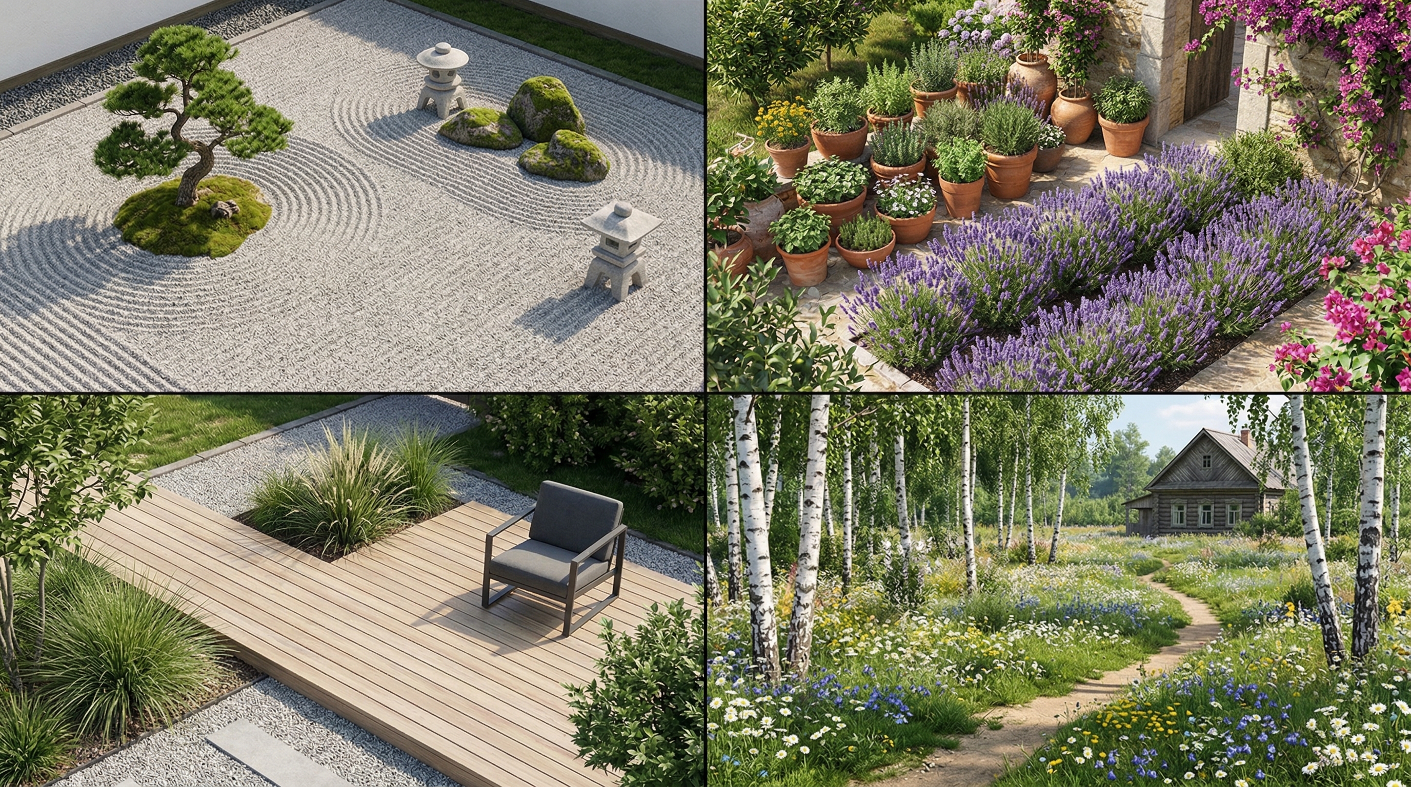 Четыре стиля ландшафтного дизайна: японский сад, средиземноморский, скандинавский минимализм, русская усадьба