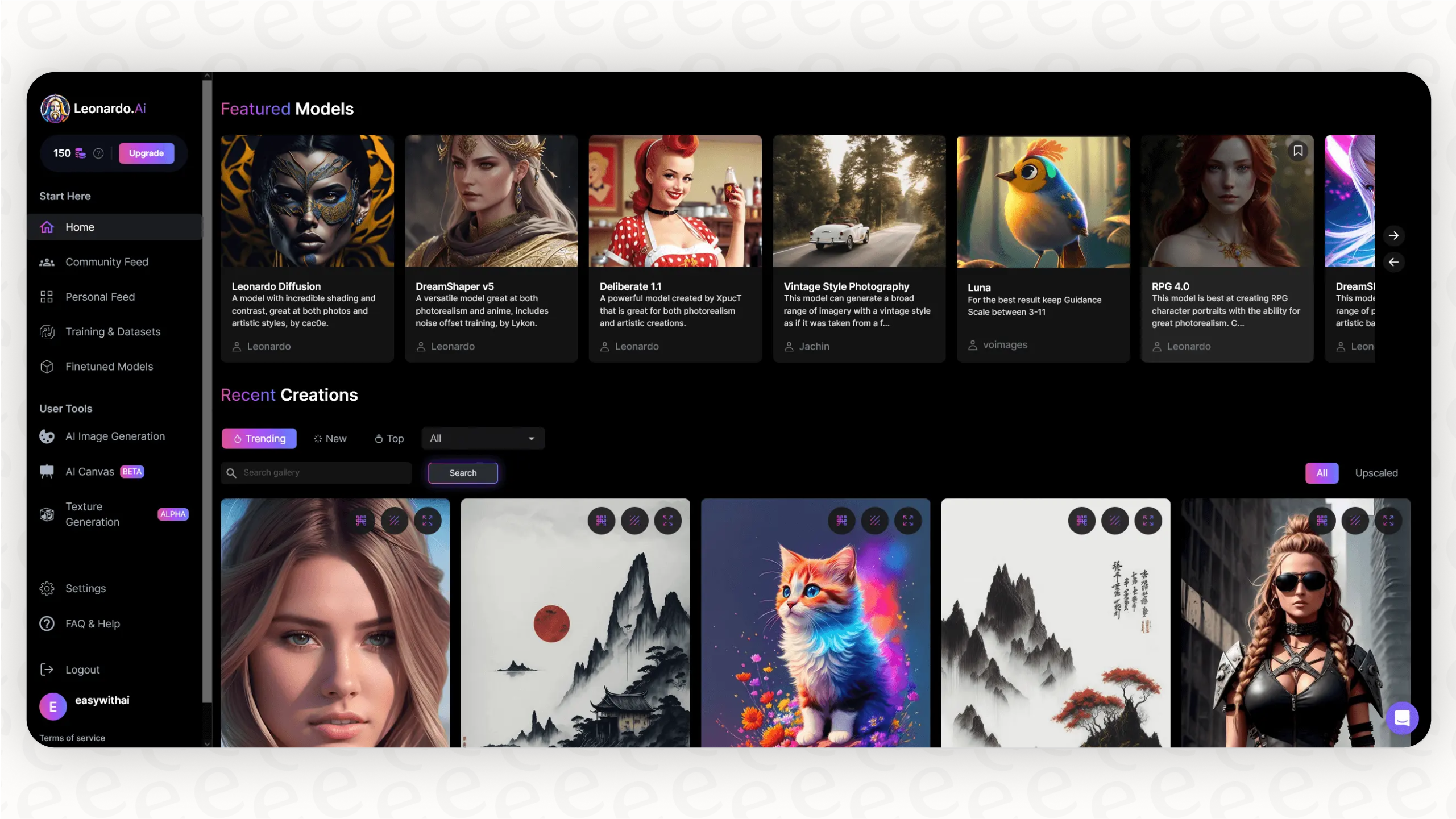 Скриншот интерфейса Leonardo AI — генератор изображений с расширенными настройками