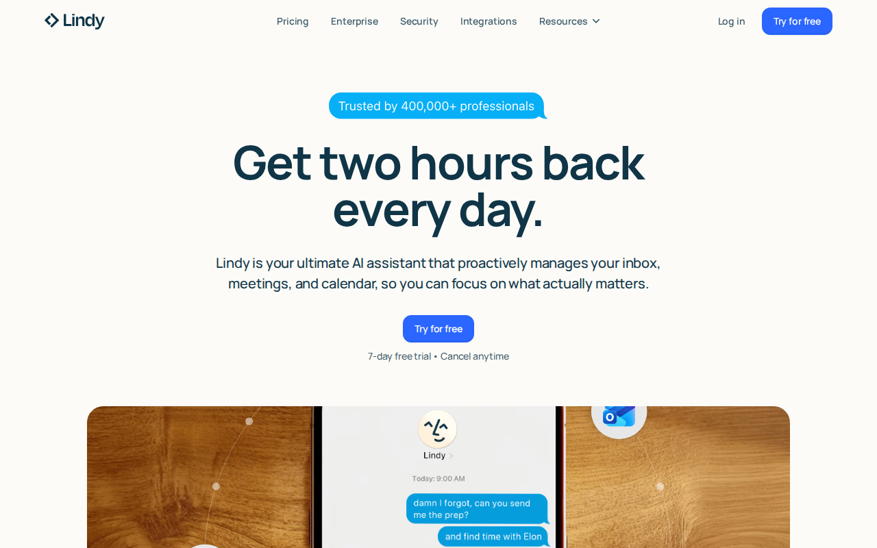 Скриншот платформы Lindy AI — ИИ-ассистент для бизнеса