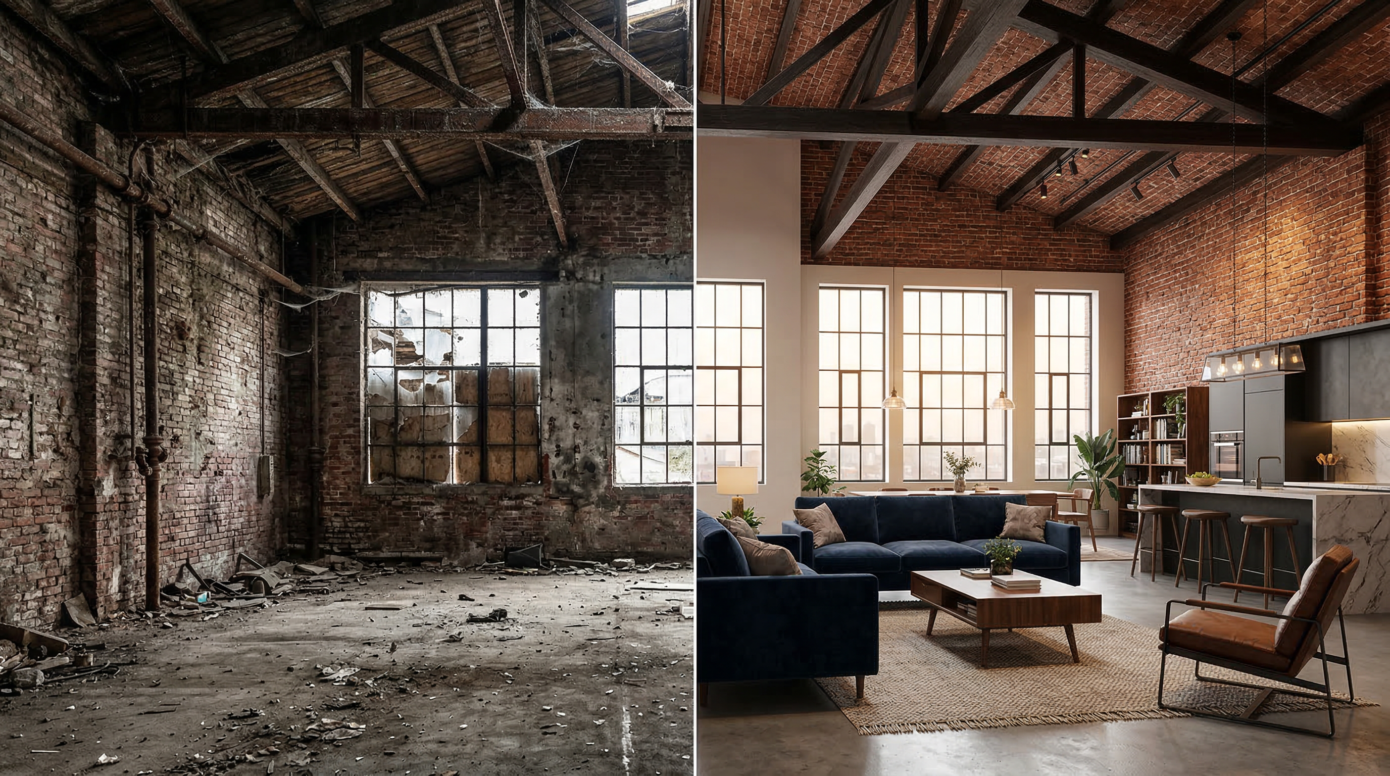 Трансформация заброшенной фабрики в стильный лофт — до и после