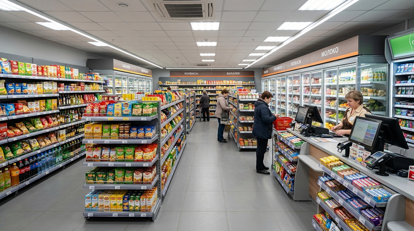 Интерьер продуктового магазина у дома