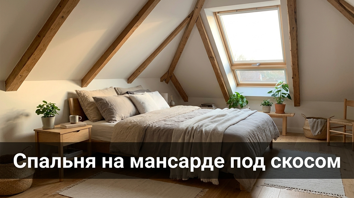 Спальня на мансарде: дизайн под скосом