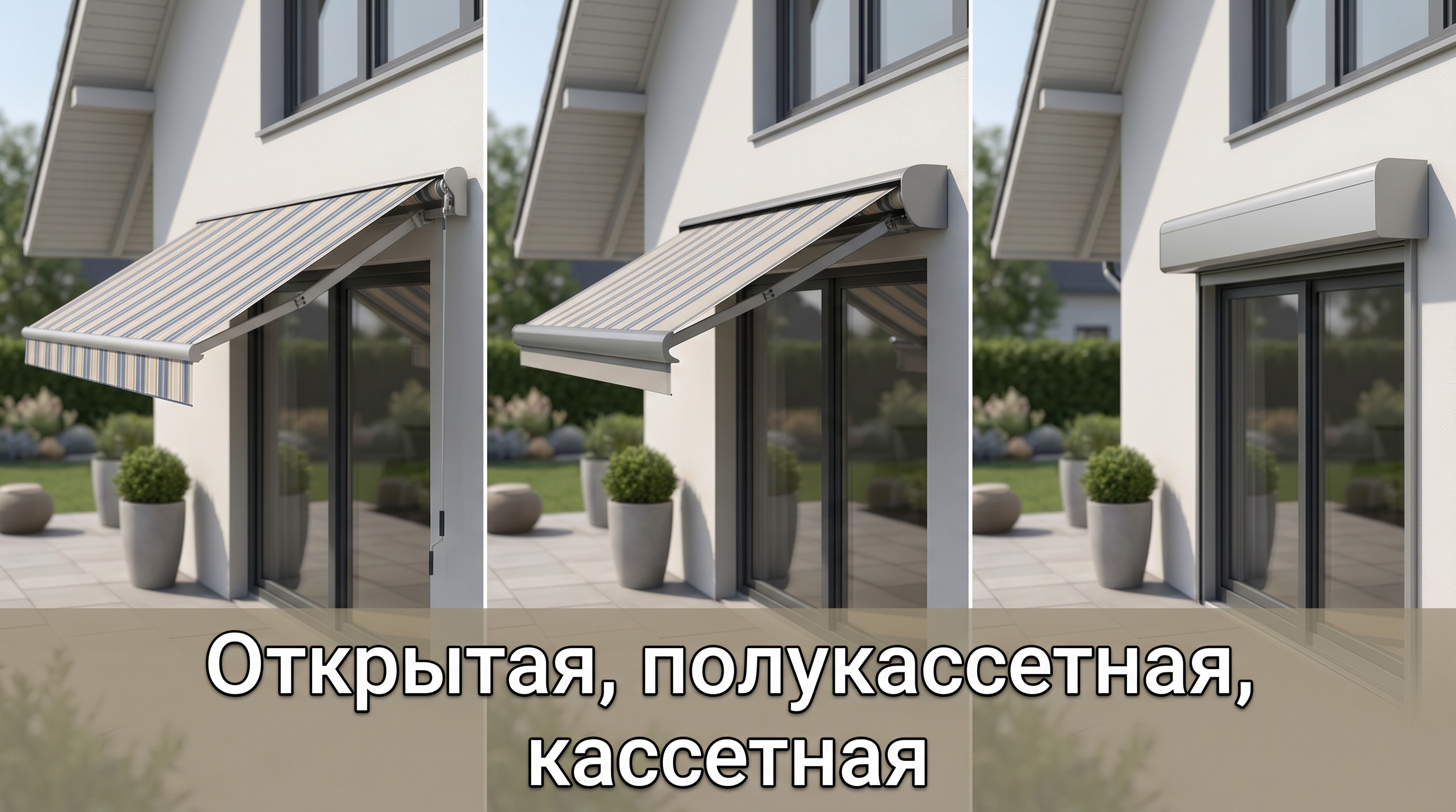 Открытая, полукассетная и кассетная маркизы — сравнение