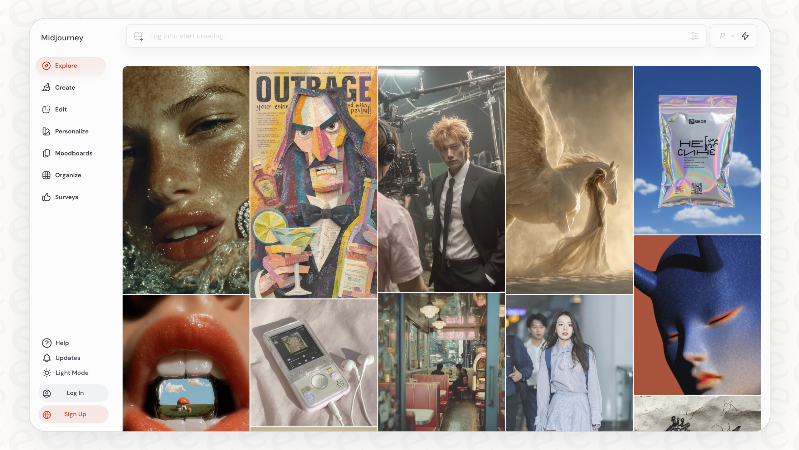 Скриншот интерфейса Midjourney — генератор художественных изображений с помощью ИИ