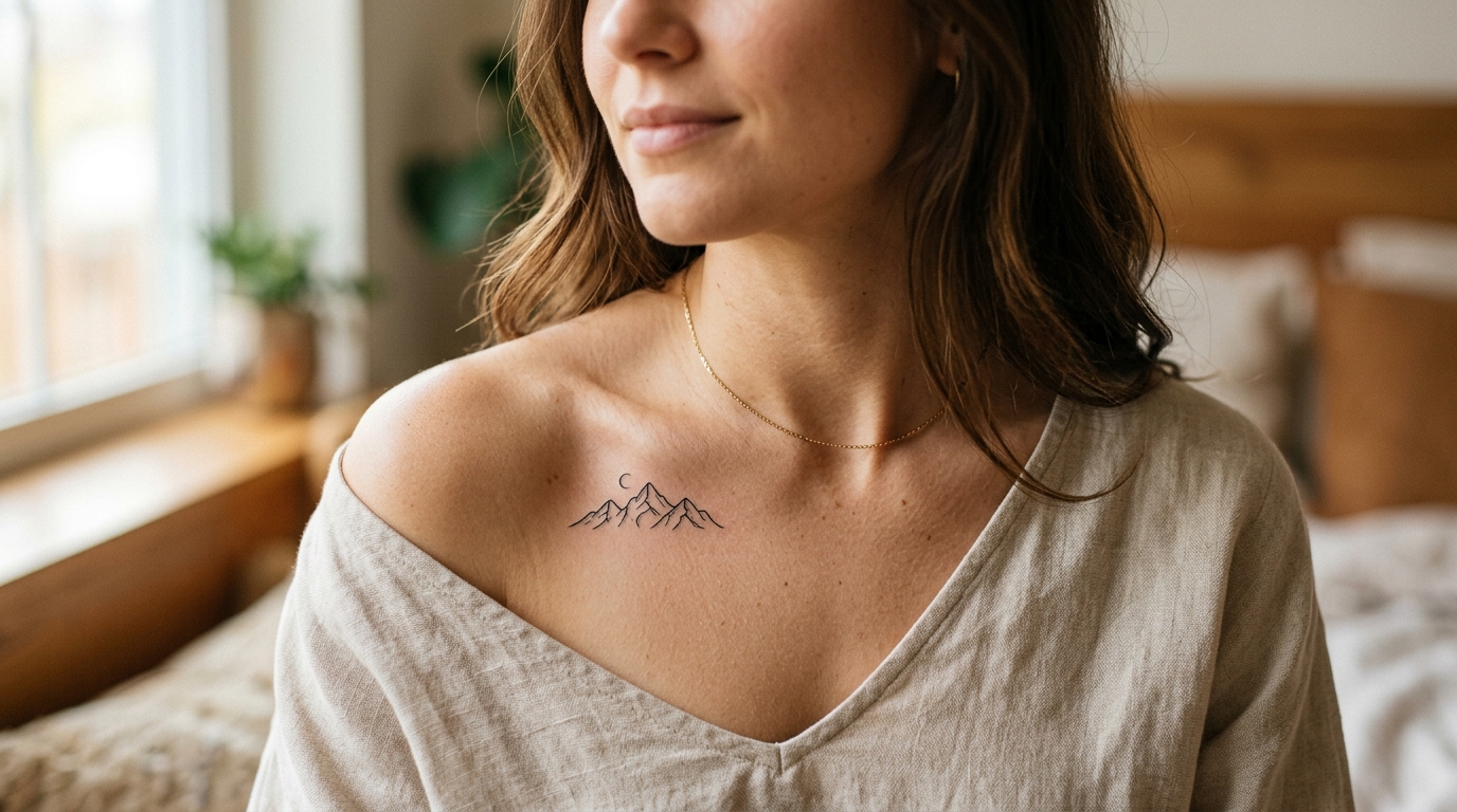 Тонкая линия горного хребта на ключице