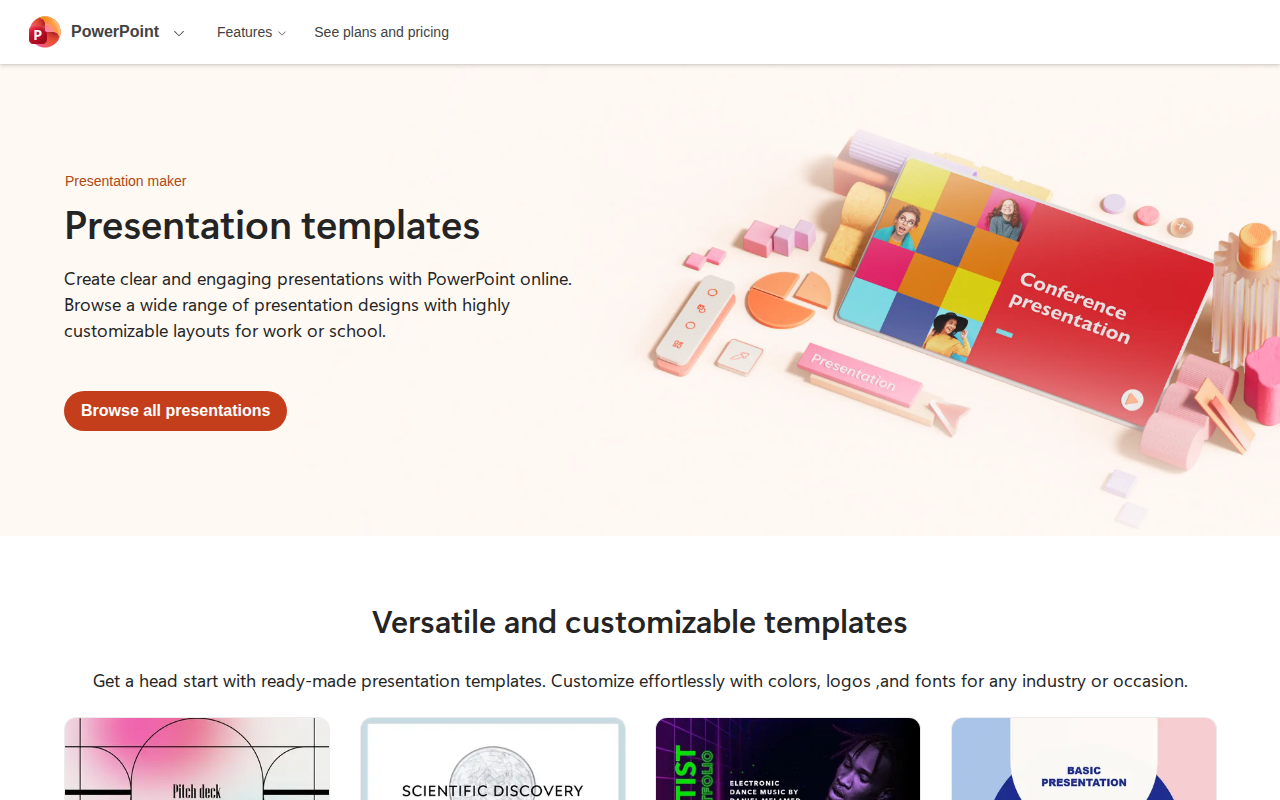Каталог шаблонов PowerPoint на create.microsoft.com