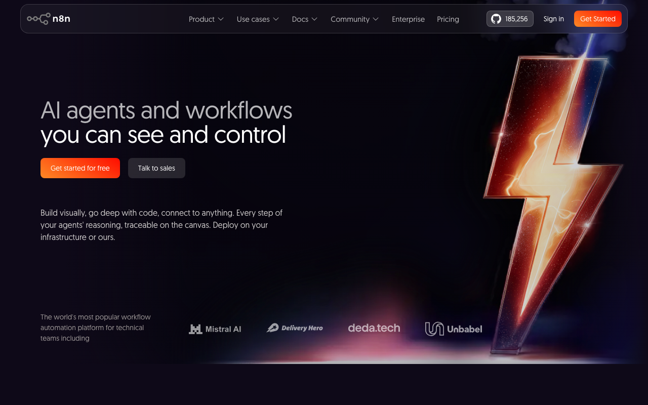 Скриншот n8n — open-source платформы для ИИ-агентов