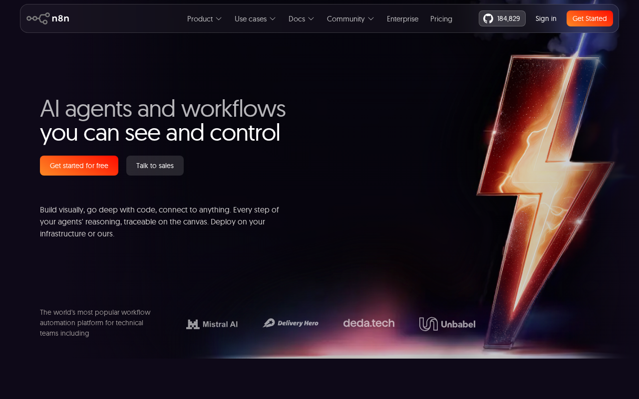 Главная страница платформы n8n для автоматизации с ИИ