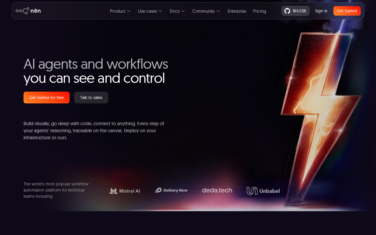 Скриншот платформы n8n — визуальный конструктор автоматизаций и ИИ-агентов
