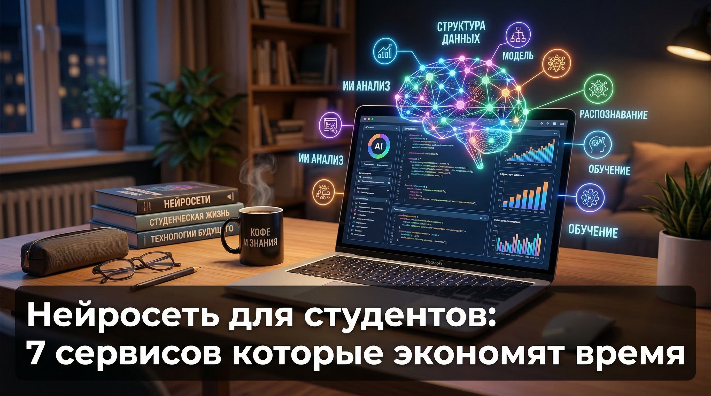 Нейросеть для студентов: 7 сервисов которые экономят время — обложка статьи