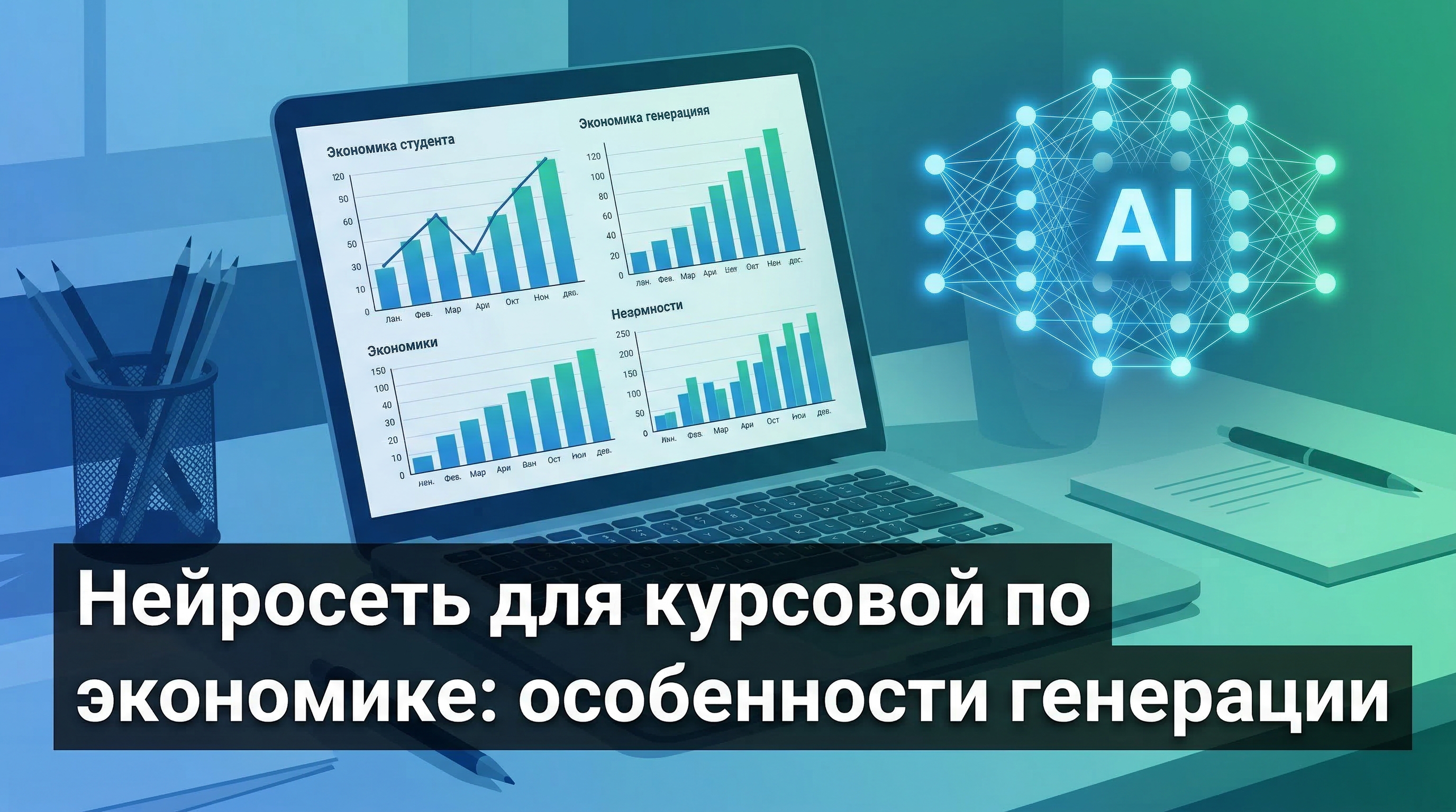 Нейросеть для курсовой по экономике — обложка статьи об особенностях генерации