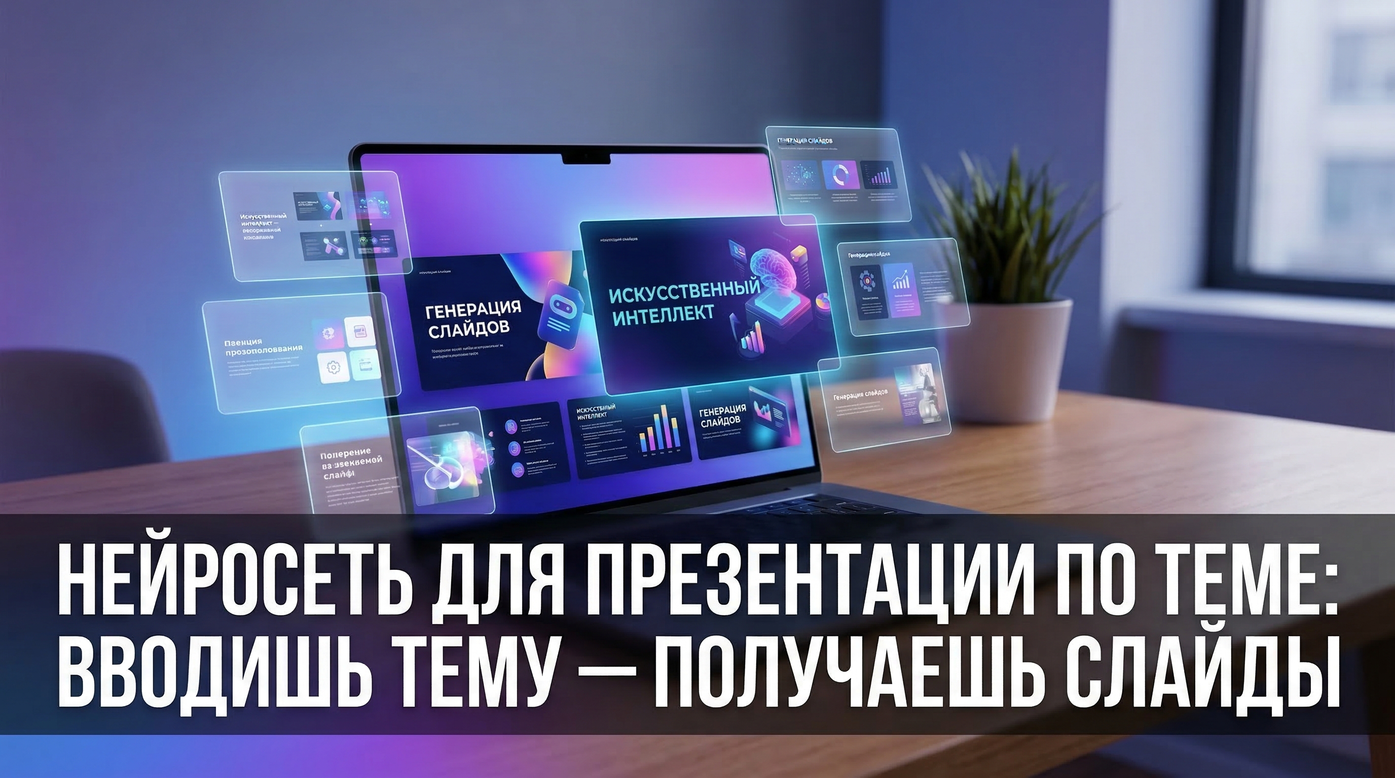 Нейросеть для презентации по теме: вводишь тему — получаешь слайды
