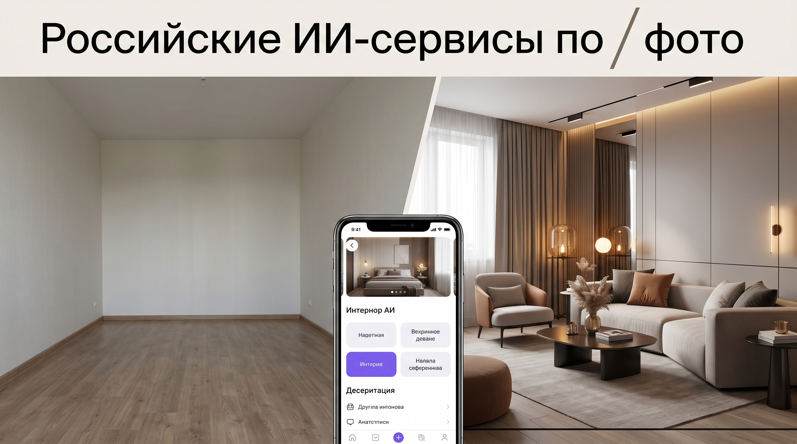 Российские ИИ-сервисы редизайна интерьера по фото