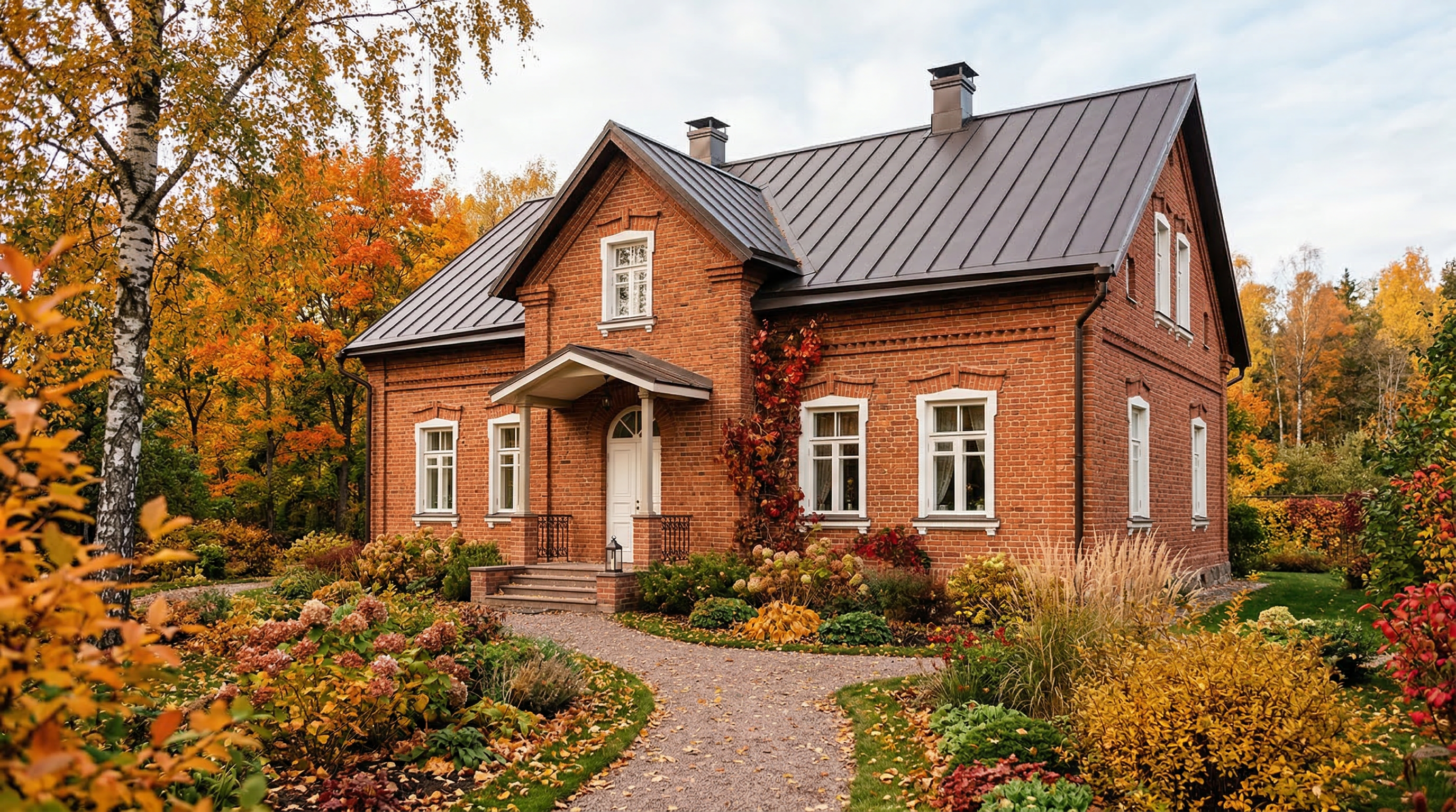 Дом с фасадом из облицовочного кирпича — классическая кладка в полкирпича