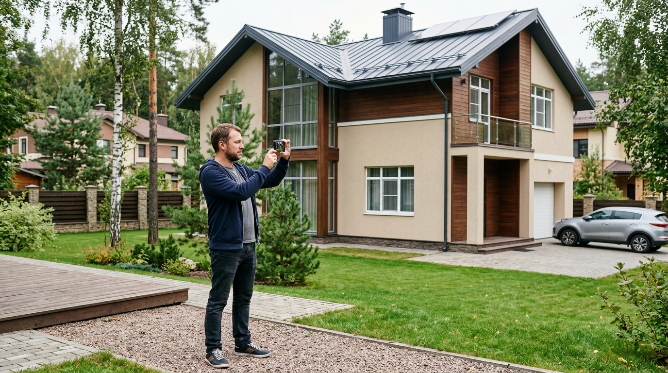 Как фотографировать дом для примерки материалов: с угла, при дневном свете