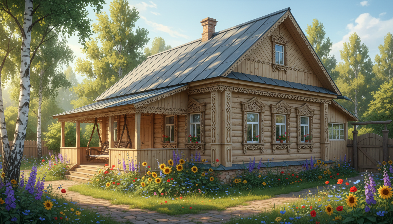 Дом, обшитый деревянной вагонкой из сосны
