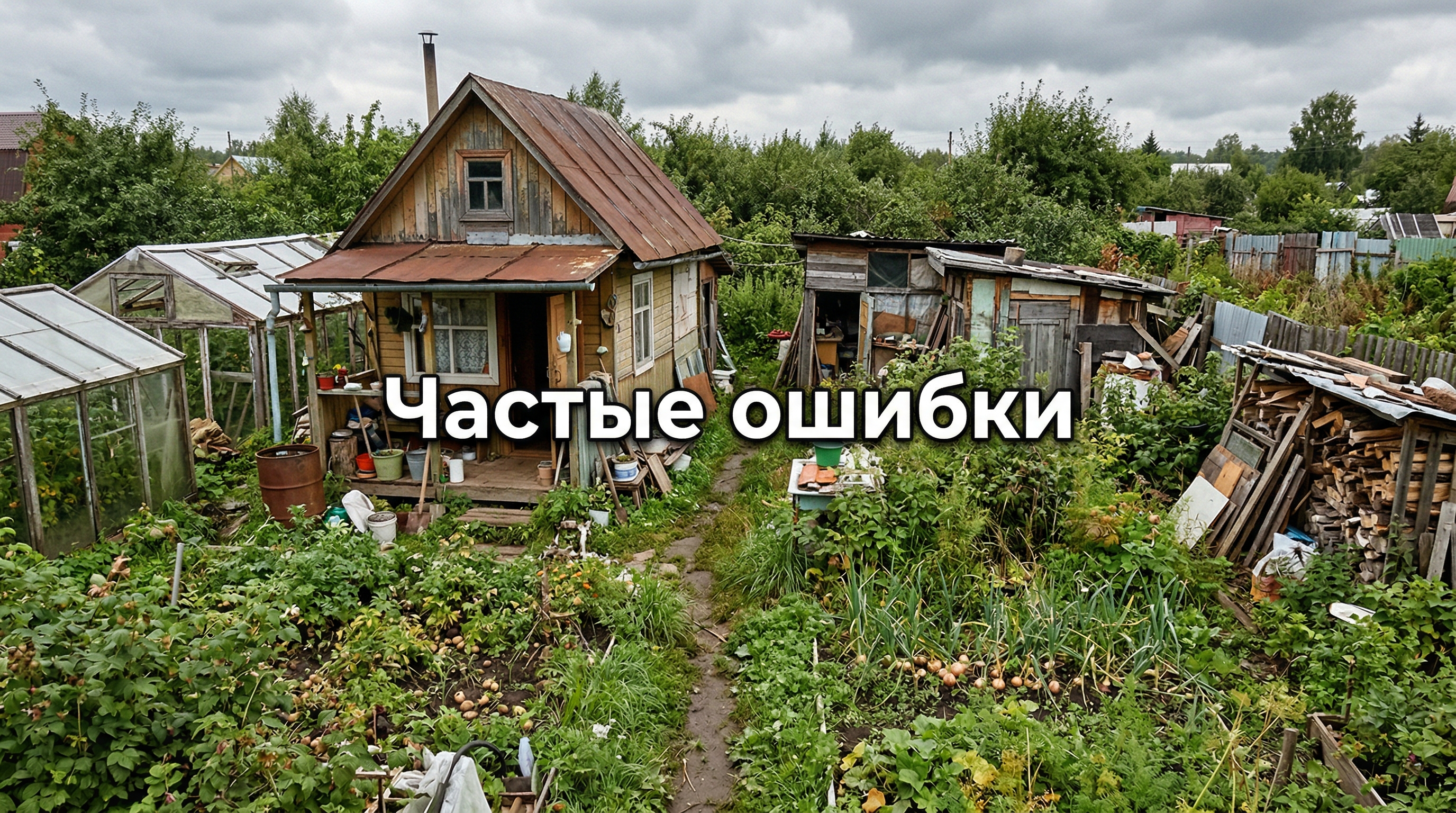 Типичные ошибки планировки дачного участка — хаотичная застройка, нет свободного пространства
