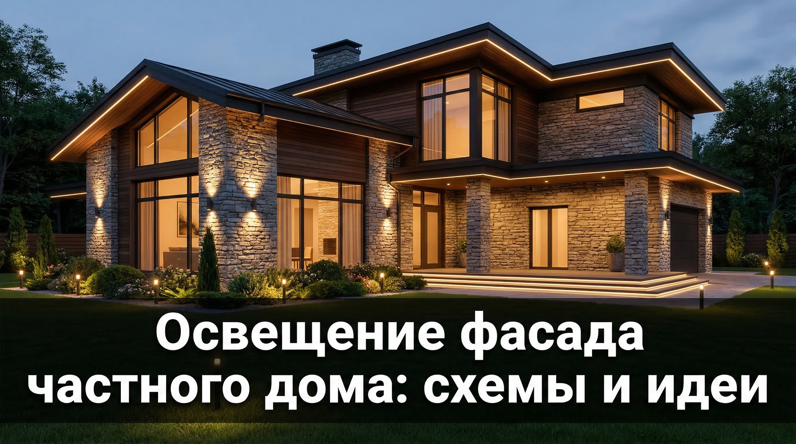 Освещение фасада частного дома: схемы и идеи подсветки