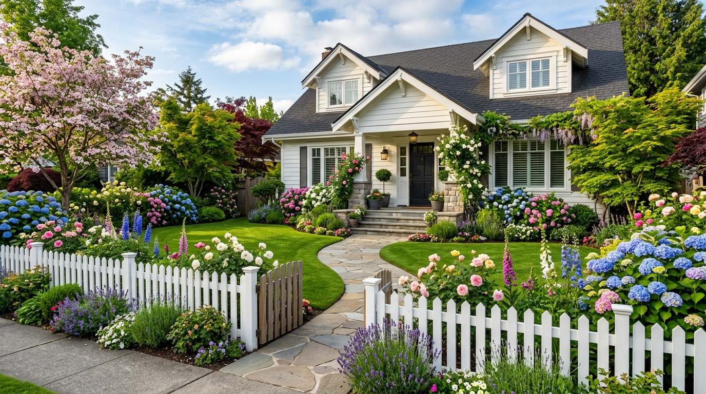 Ландшафтный дизайн перед домом: входная зона и палисадник