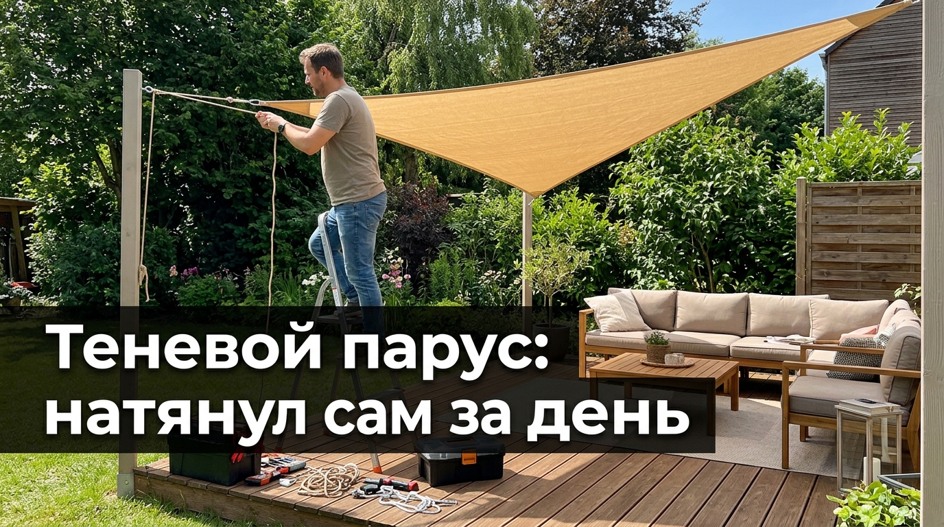 Теневой парус на участке: как натянуть самому
