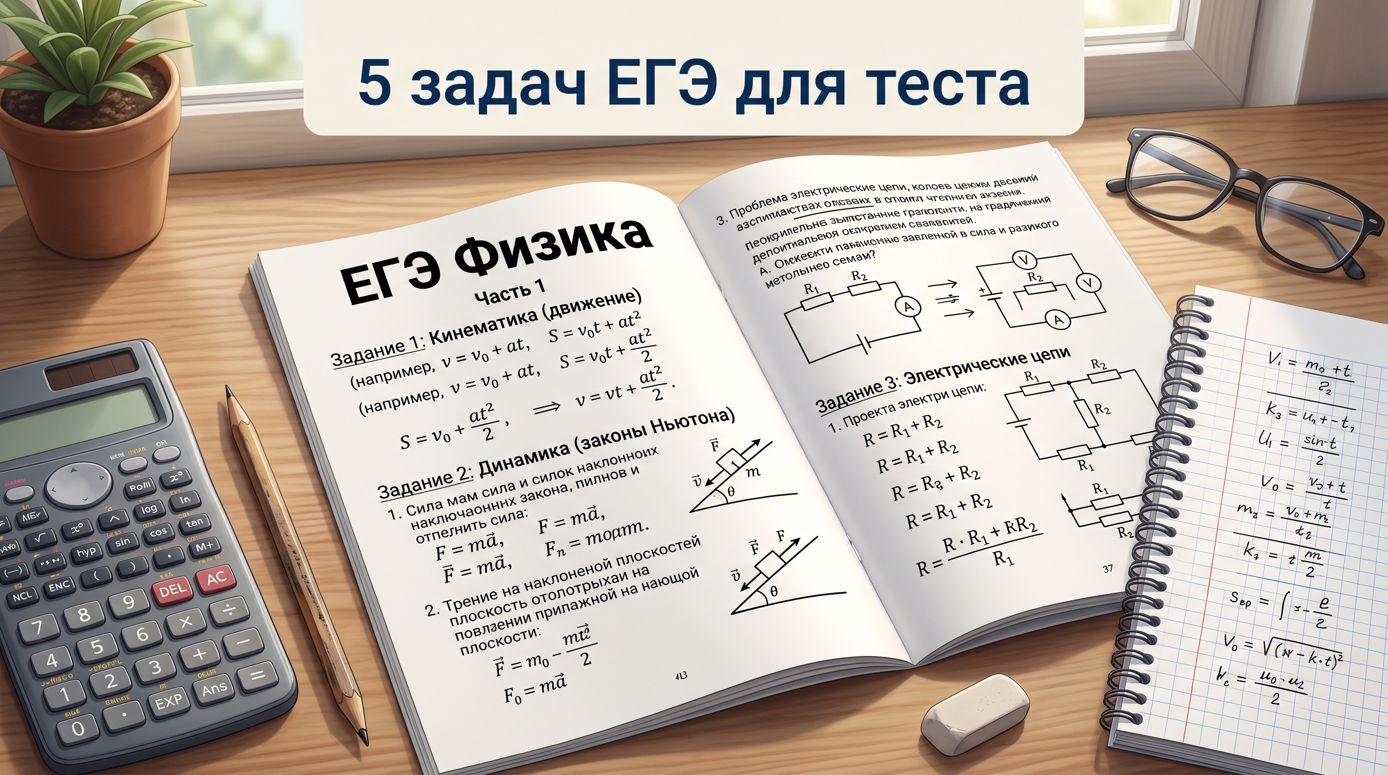 Пять задач ЕГЭ по физике на странице учебника
