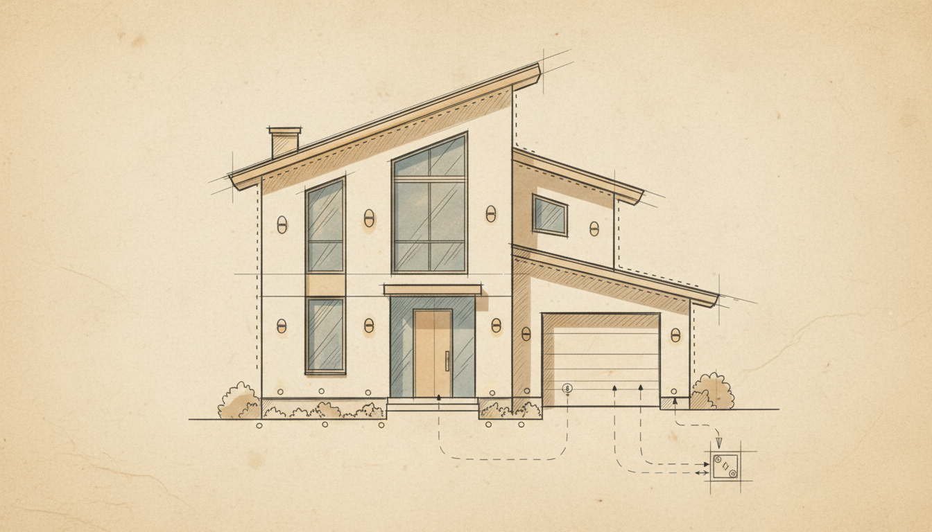 Схема проектирования архитектурного освещения фасада дома