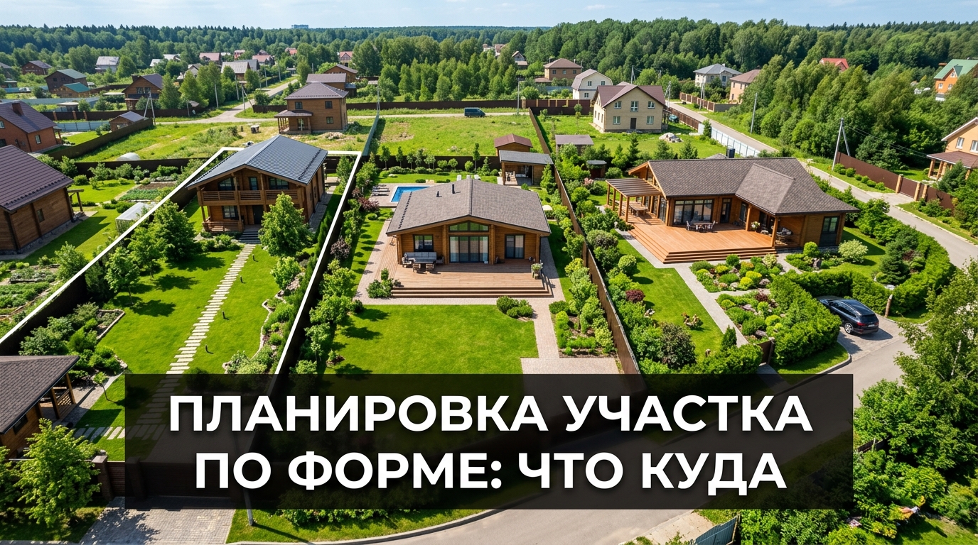 Планировка участка по форме: вытянутый, квадратный, угловой — что куда