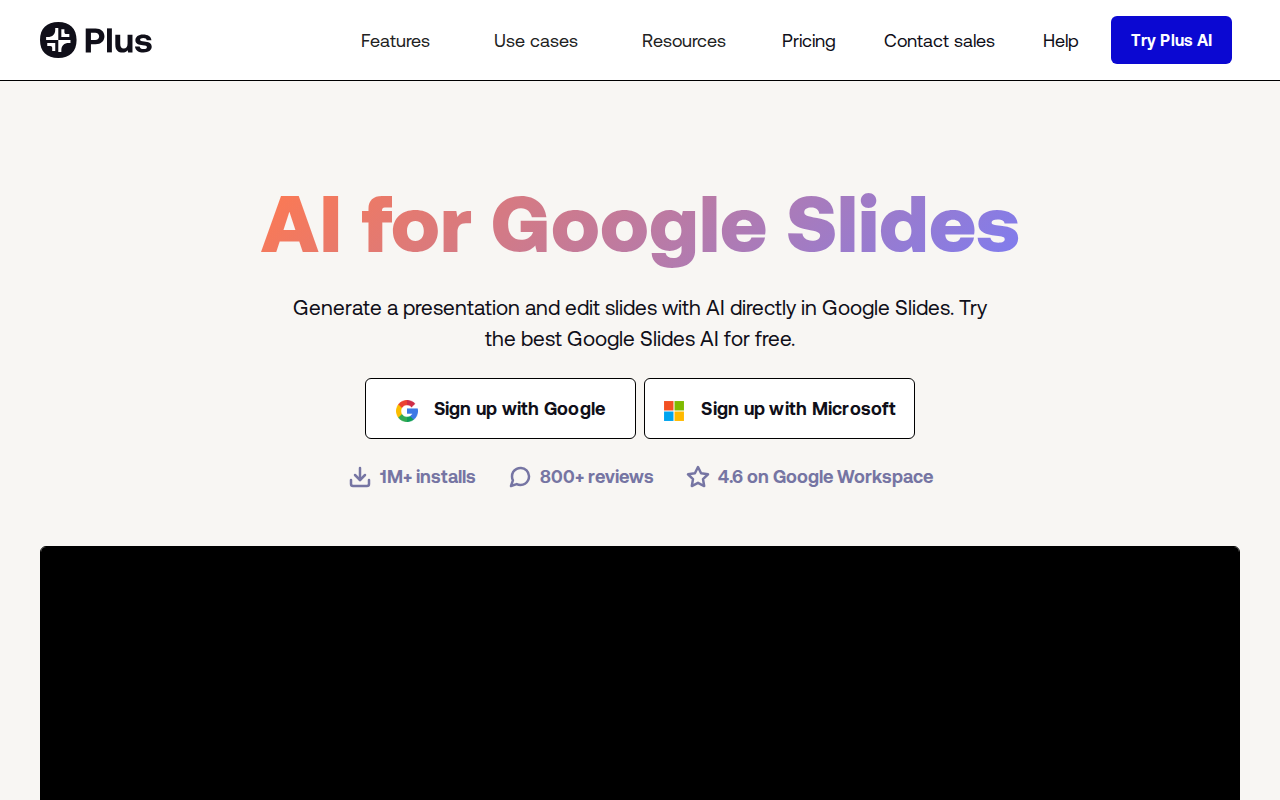 Plus AI для Google Slides — главная страница сервиса