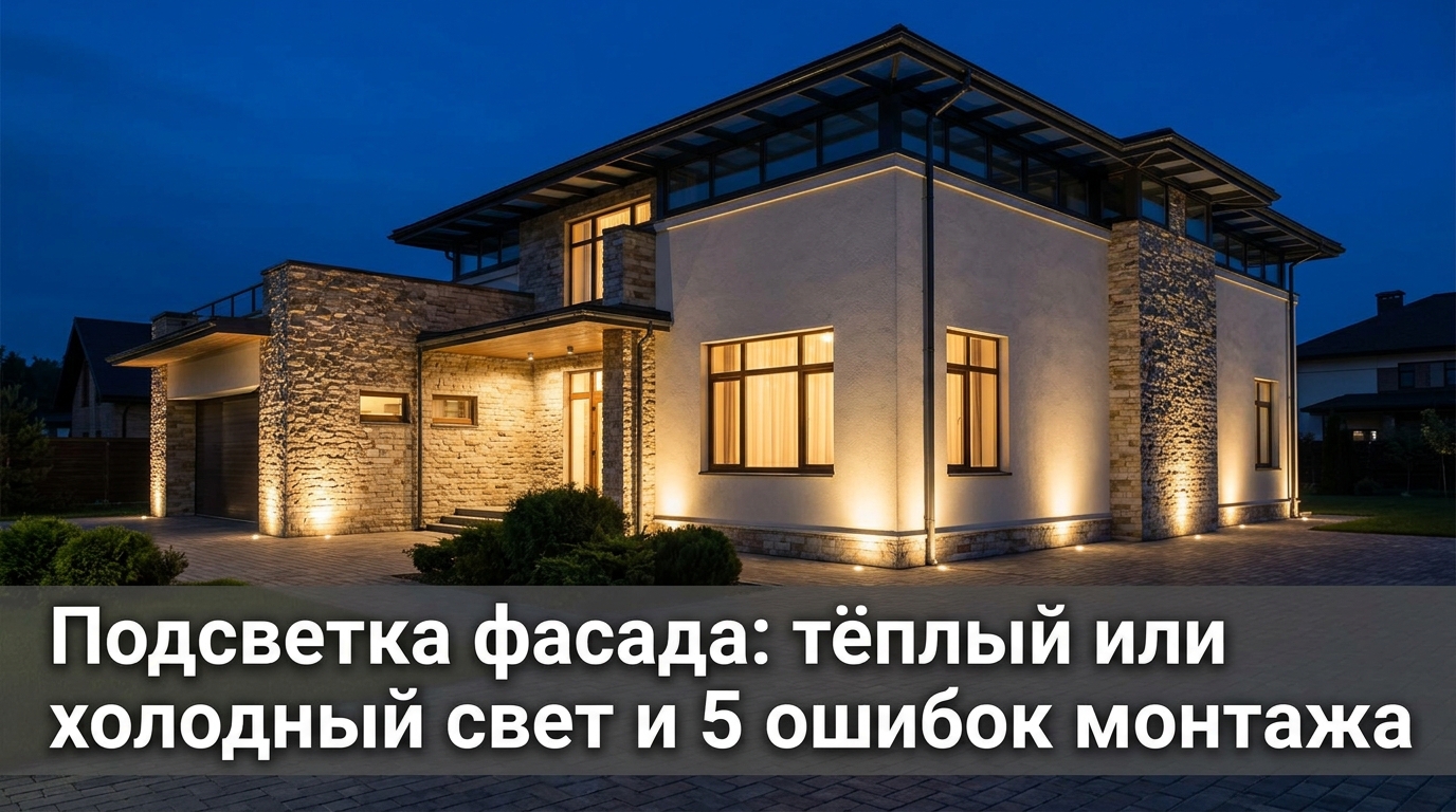 Подсветка фасада: тёплый или холодный свет и 5 ошибок монтажа