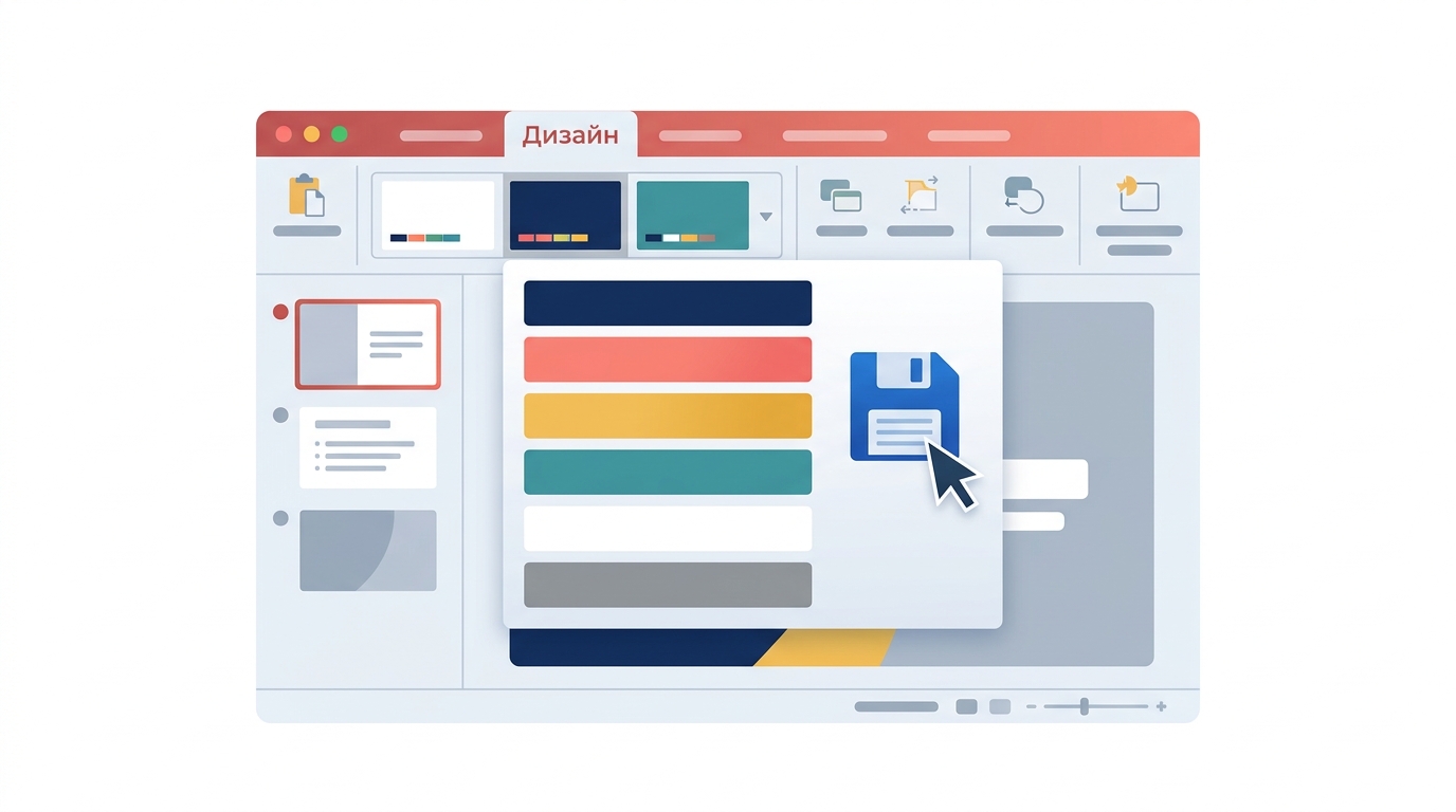 Как создать Theme Colors в PowerPoint — скриншот меню
