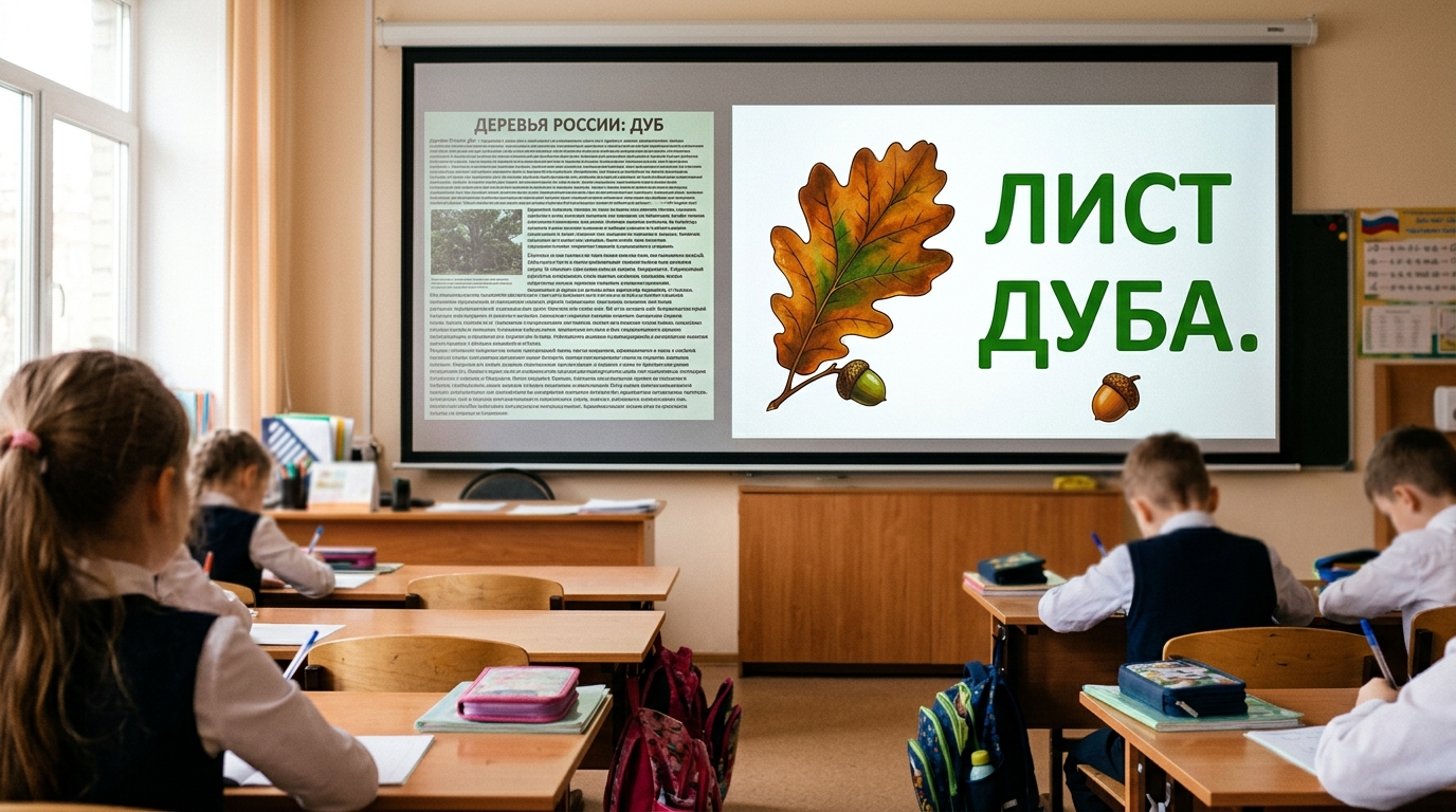 Сравнение двух слайдов: перегруженный текстом и правильный для начальной школы